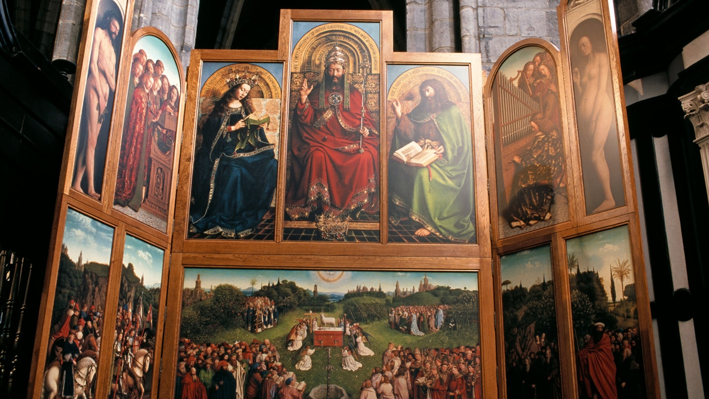 Ghent Altarpiece inside the Saint Bavo's Cathedral.