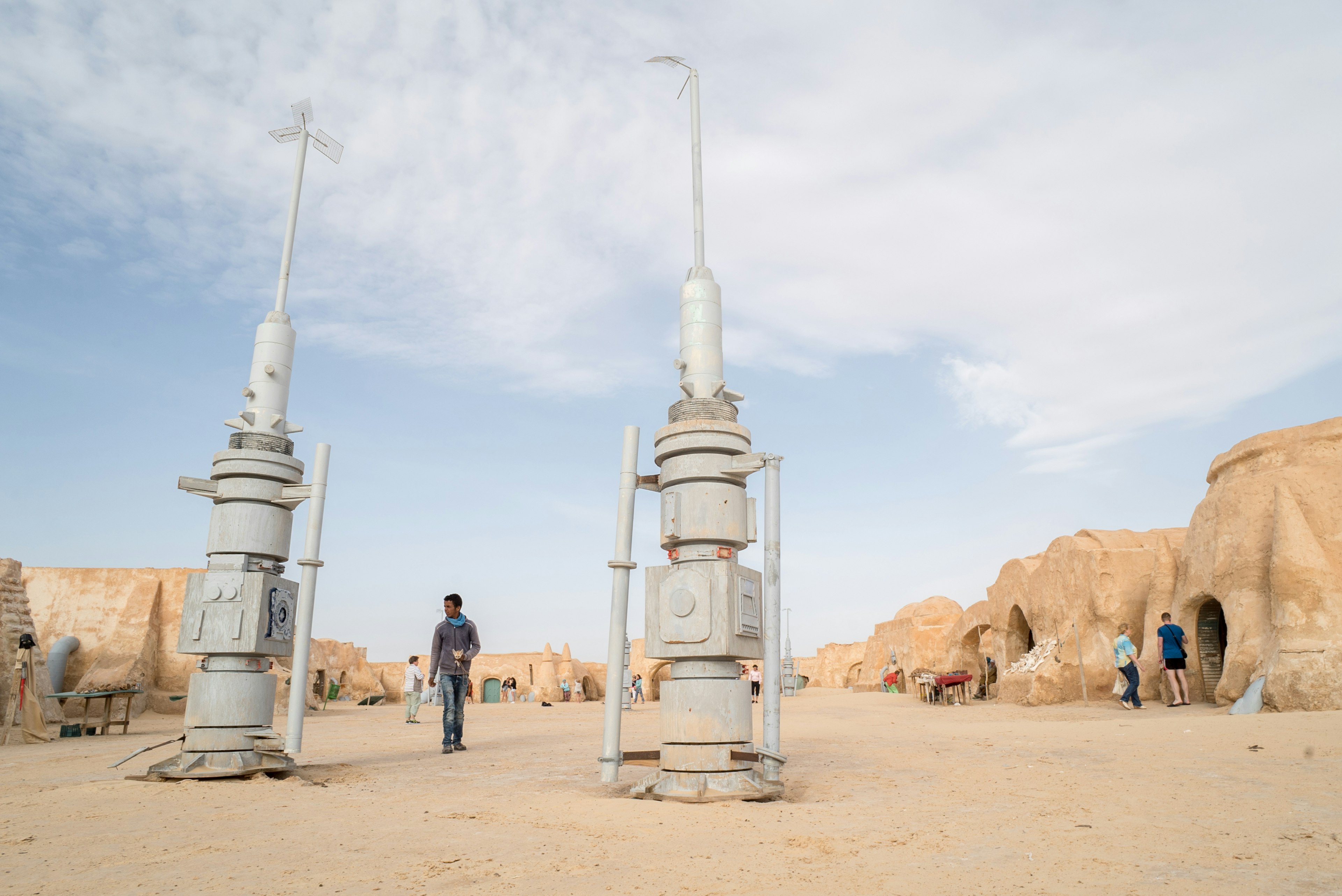 Tatooine planet landscape abandoned sets for shooting Star Wars movie in Sahara desert. Sahara, Tunisia,