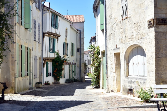 A cobbled street in Saint-Martin-de-Re, Île de Ré.