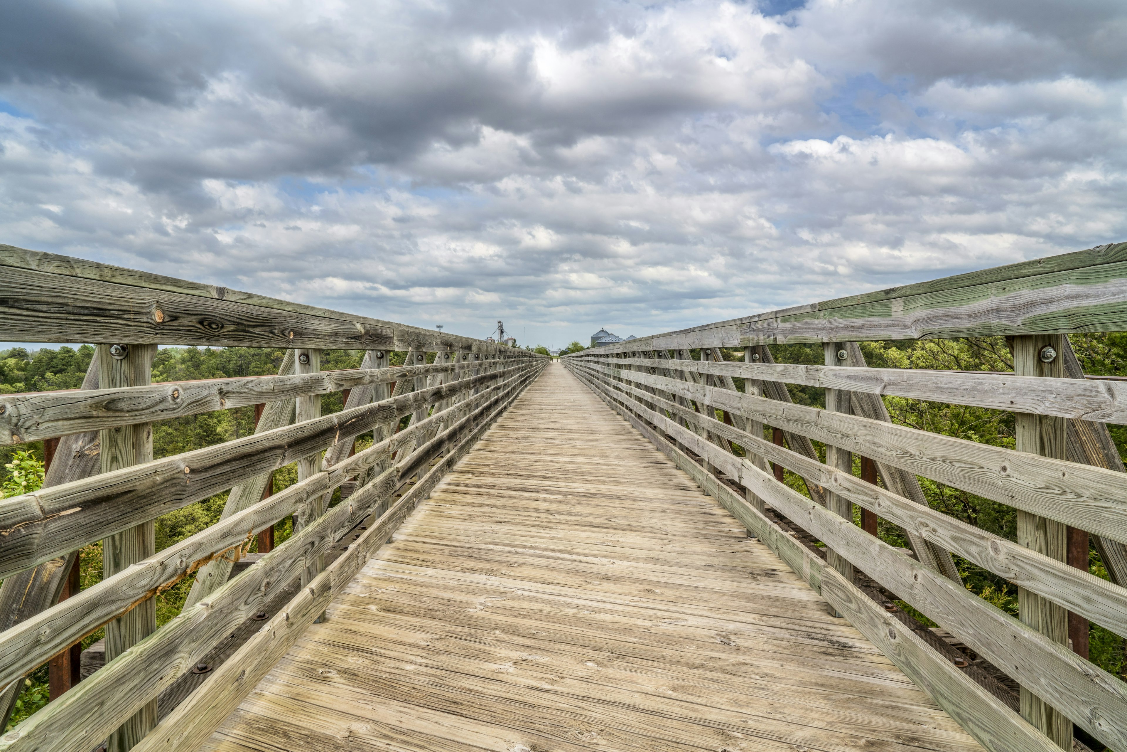 Multi-use recreational Cowboy Trail in northern Nebraska - a long trestle over Long Pine Creek.