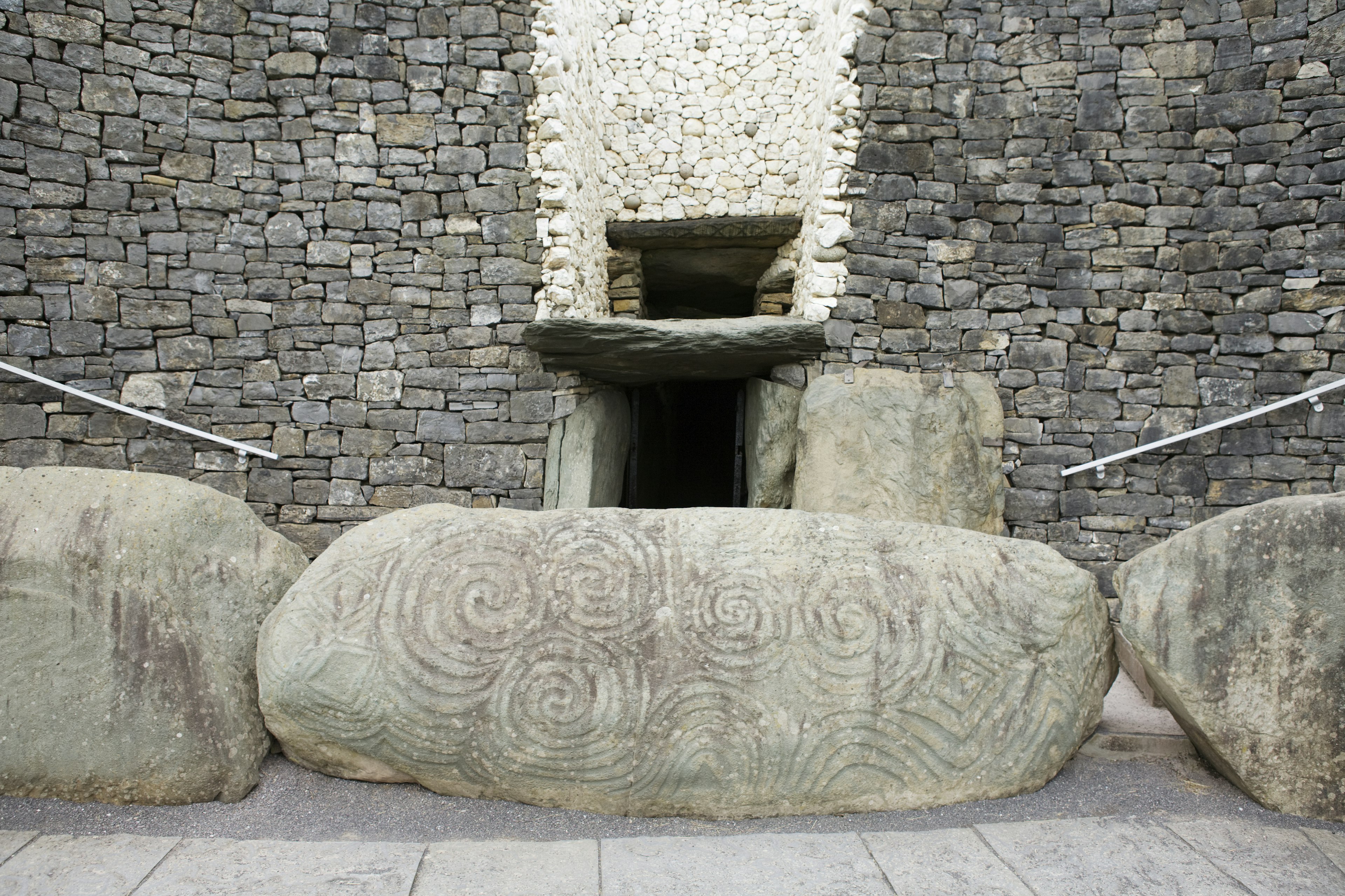 Entrance to ancient tomb at famous megalithic site Brú na Bóinne.