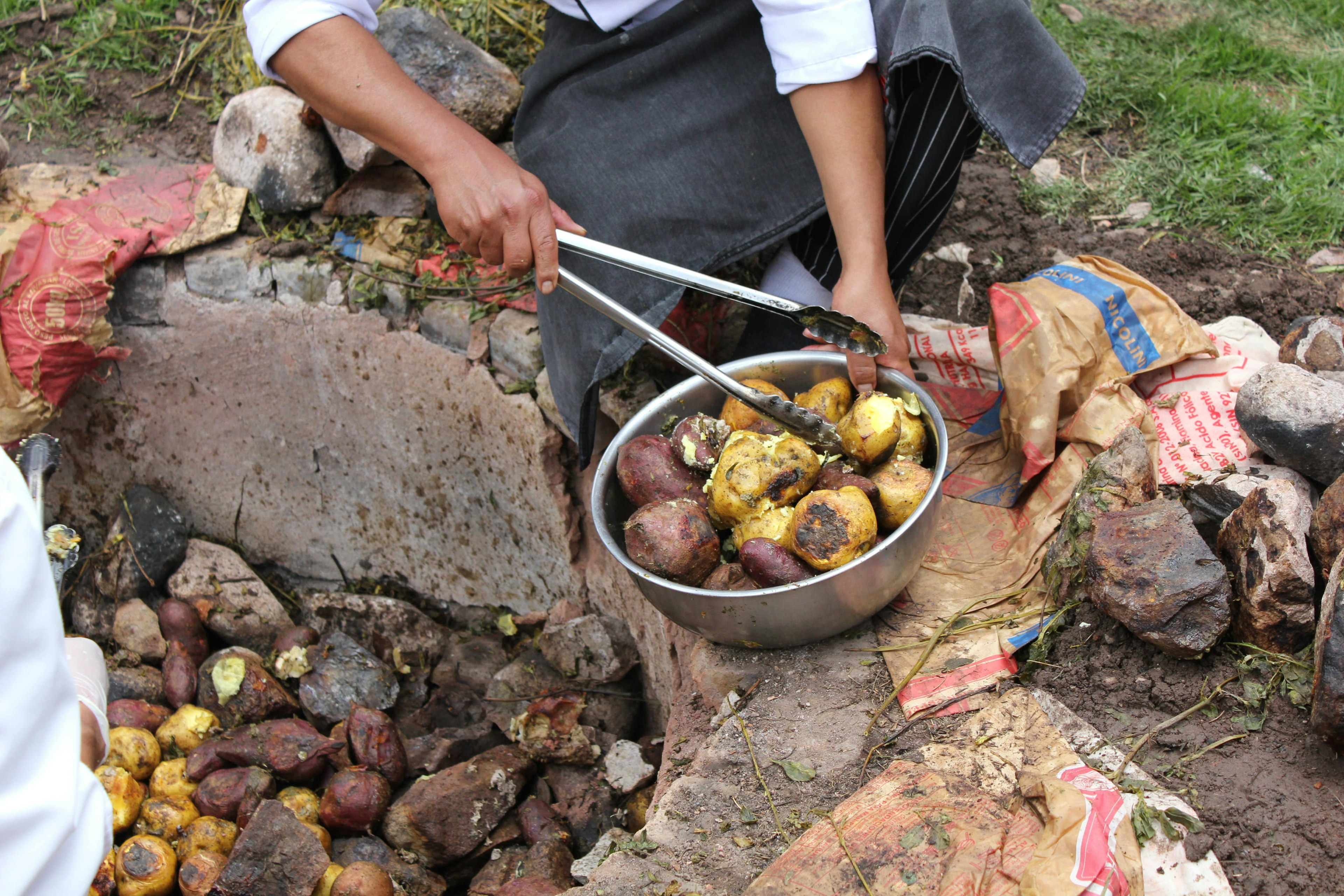 Pachamanca potatoes in Peru