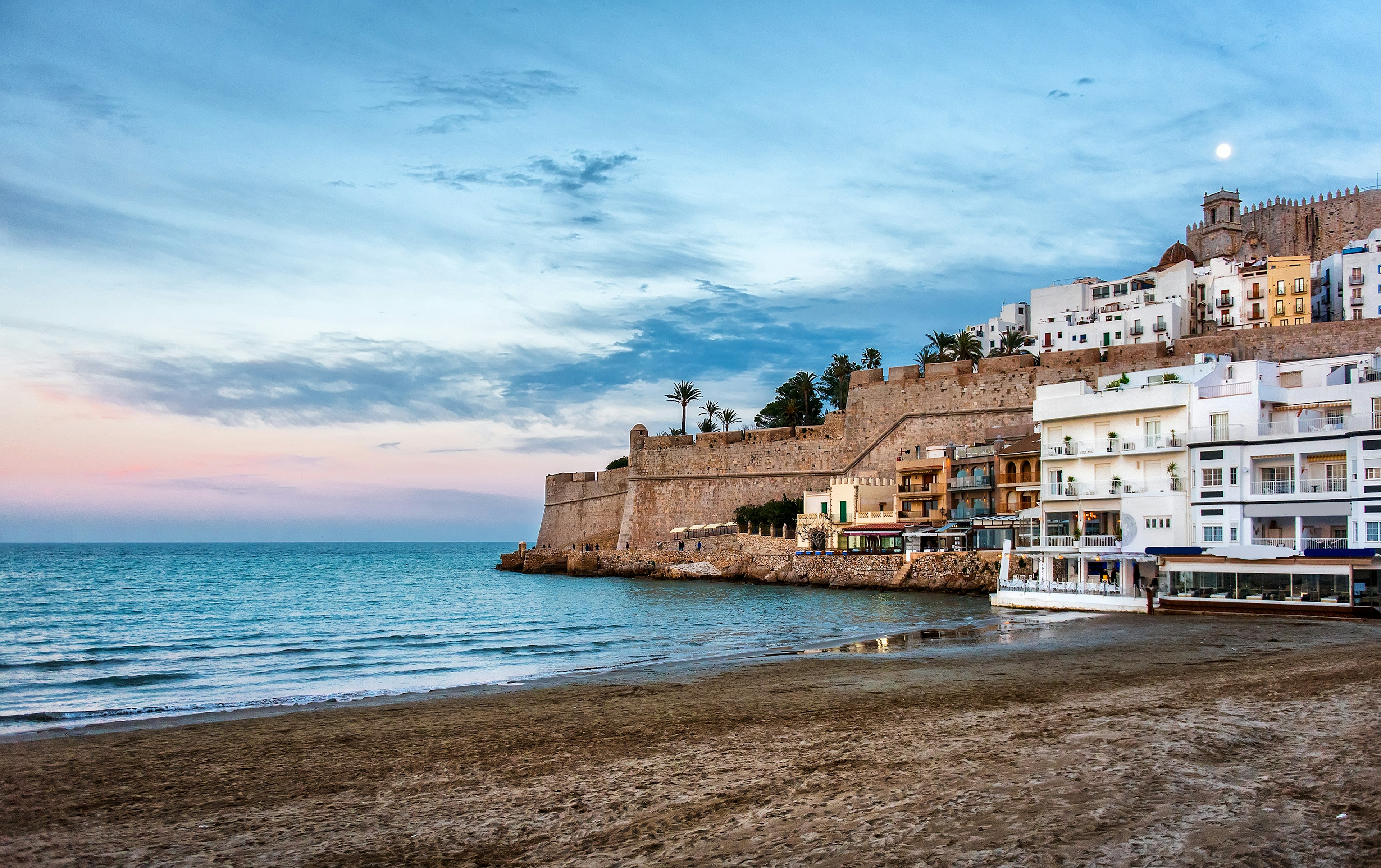 Peniscola castle at sunset.