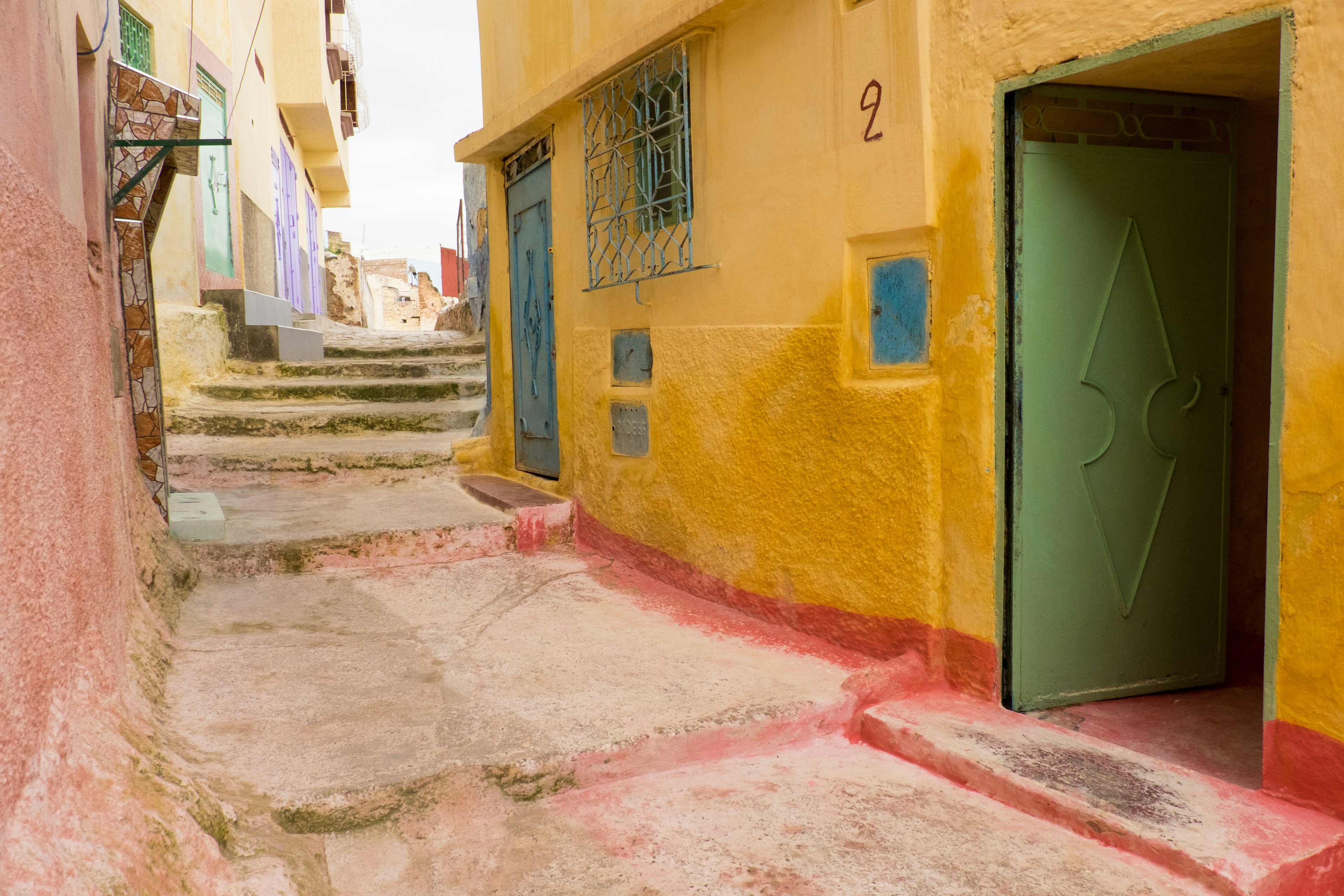 The village of Bhalil, Morocco, has pastel-coloured houses that are caves