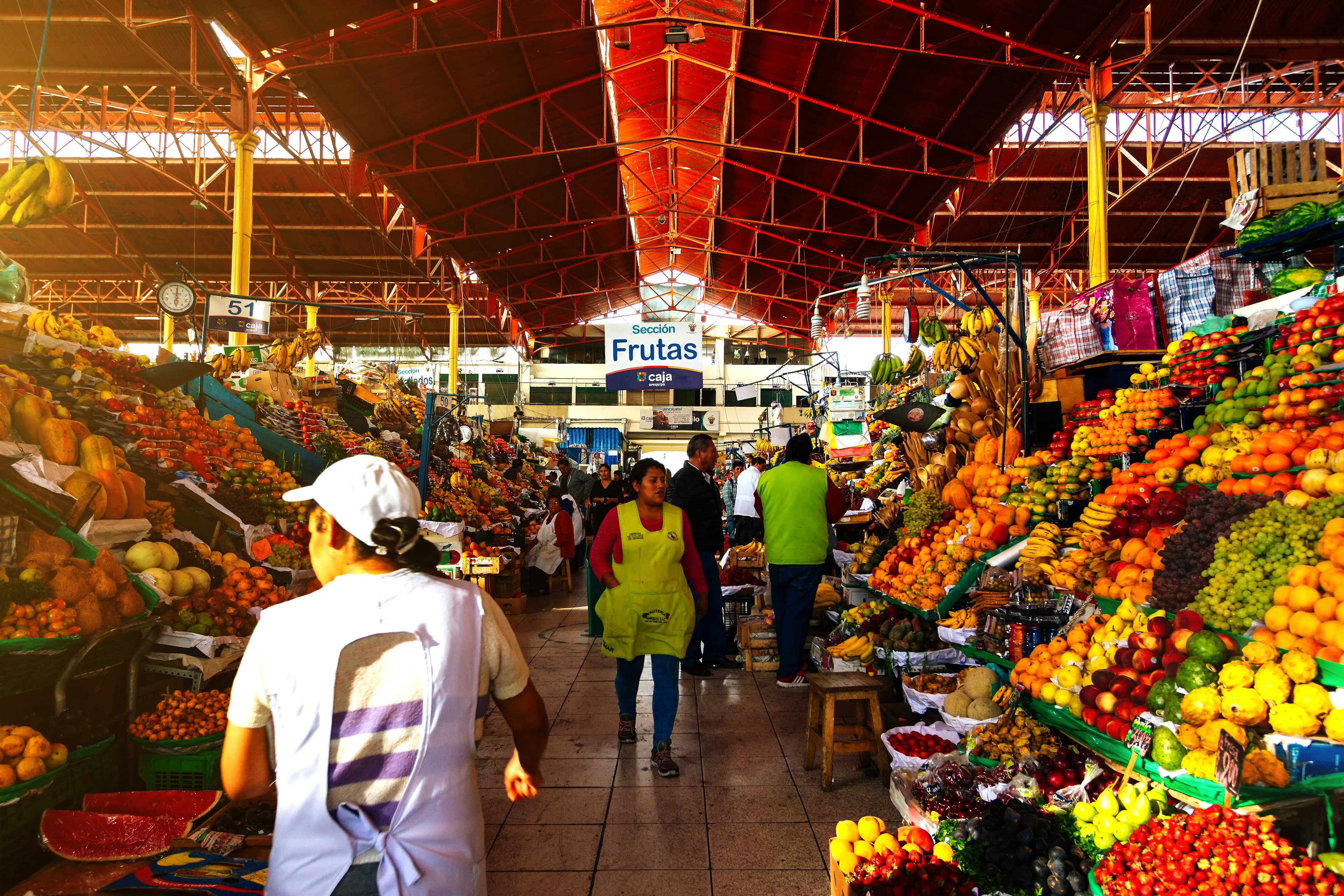 Fruit stalls at the San Camilo market in the morning.