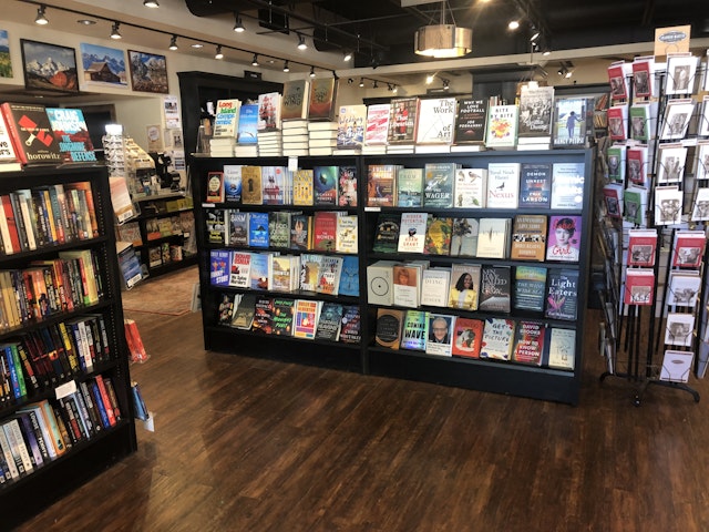 Shelves of books for sale at Valley Bookstore, Jackson Hole, Wyoming