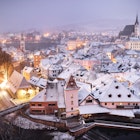 Cityscape view of Cesk˝ Krumlov with spire of Church of St Vitus on right and castle tower on left.
Contributor,  LP Owned,  Czech Republic,  Issue 121,  January 2019,  Lonely Planet Magazine,  Bridge,  Building,  City,  Cityscape,  Metropolis,  Nature,  Neighborhood,  Outdoors,  Spire,  Tower,  Urban
Lonely Planet Magazine, Issue 121, January 2019, Czech Republic
Cityscape view of Ceský Krumlov with spire of Church of St Vitus on right and castle
