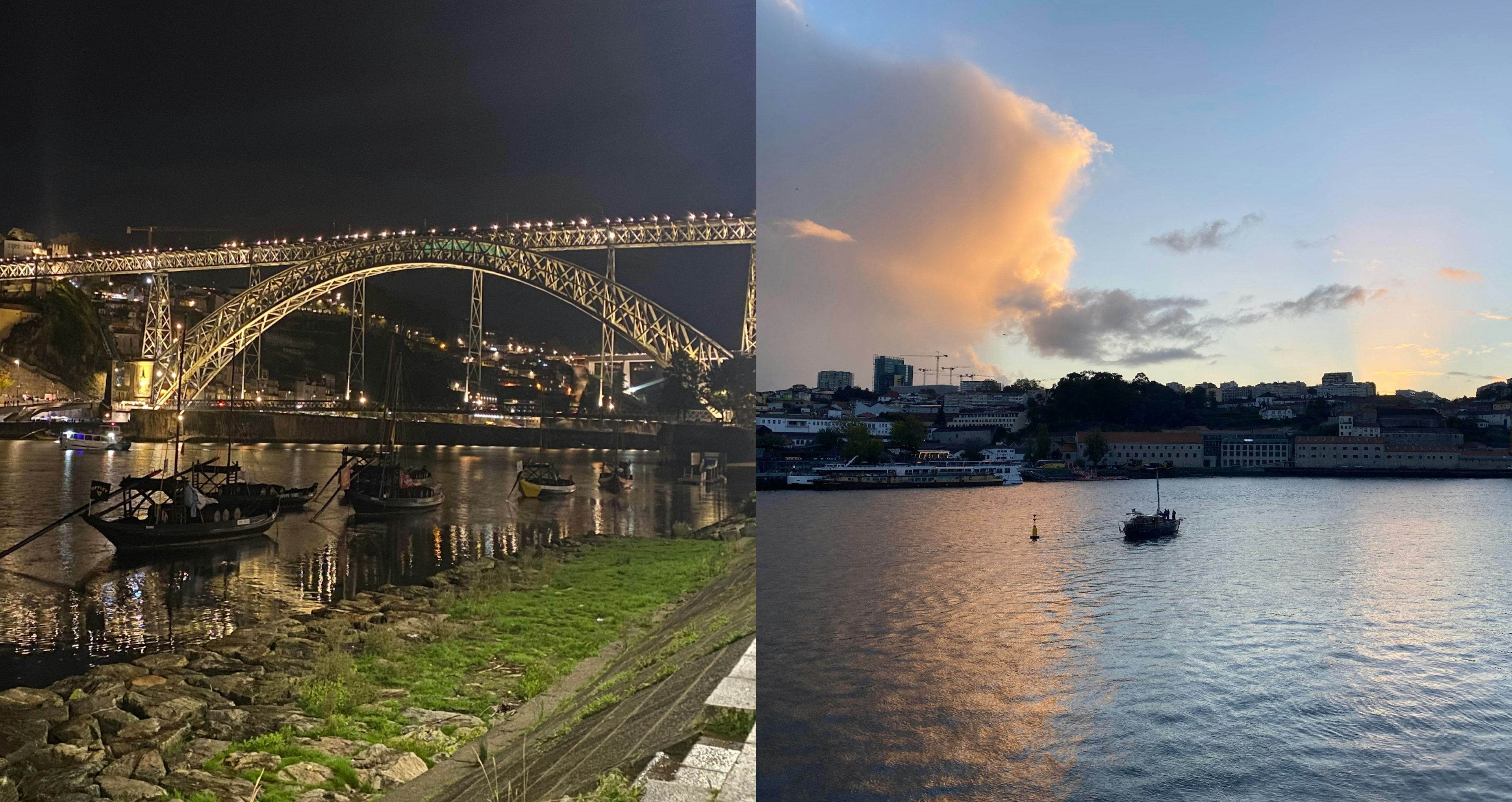 Porto harbor by day and night