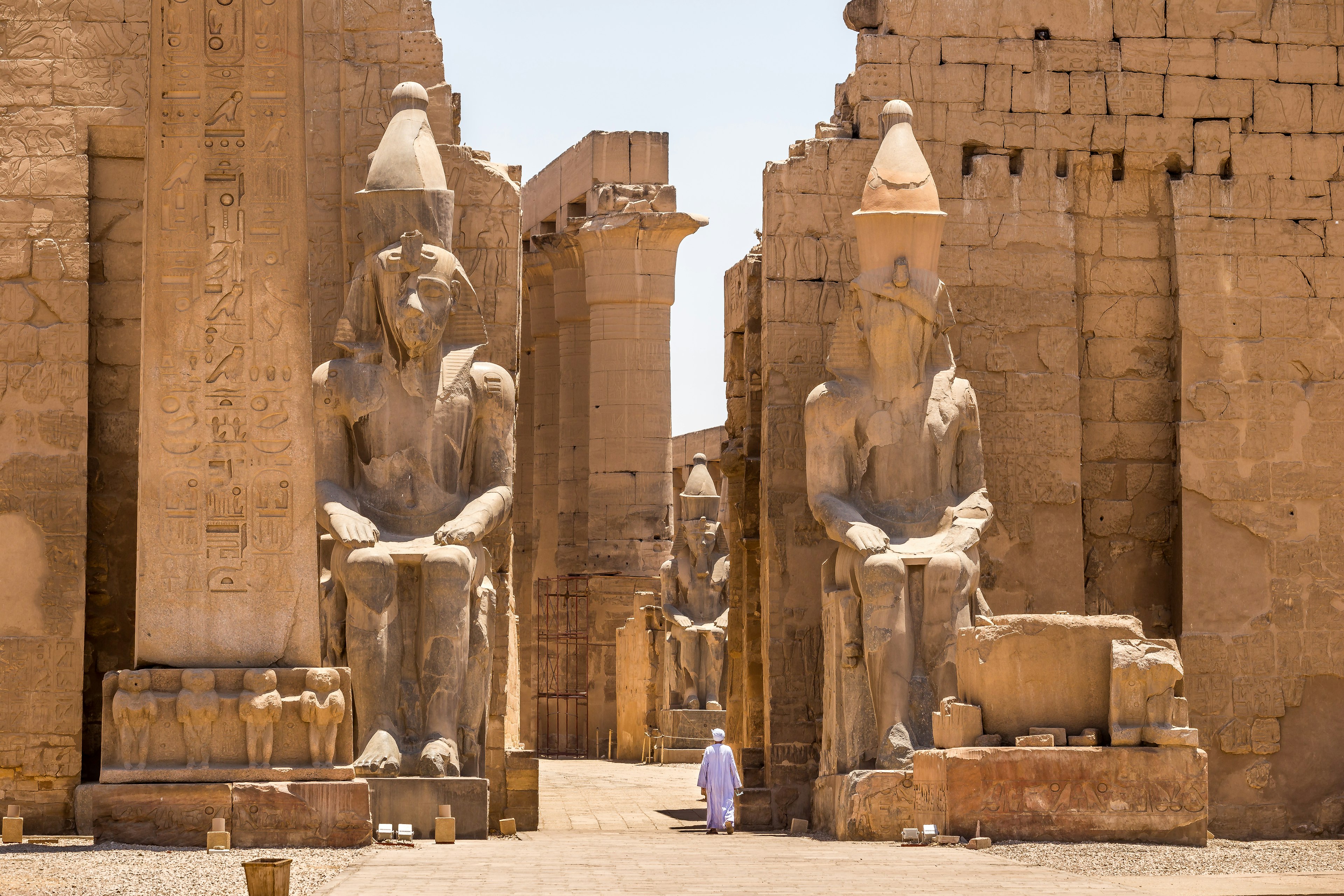 Colossal statues of Ramses II at Luxor Temple, Egypt.