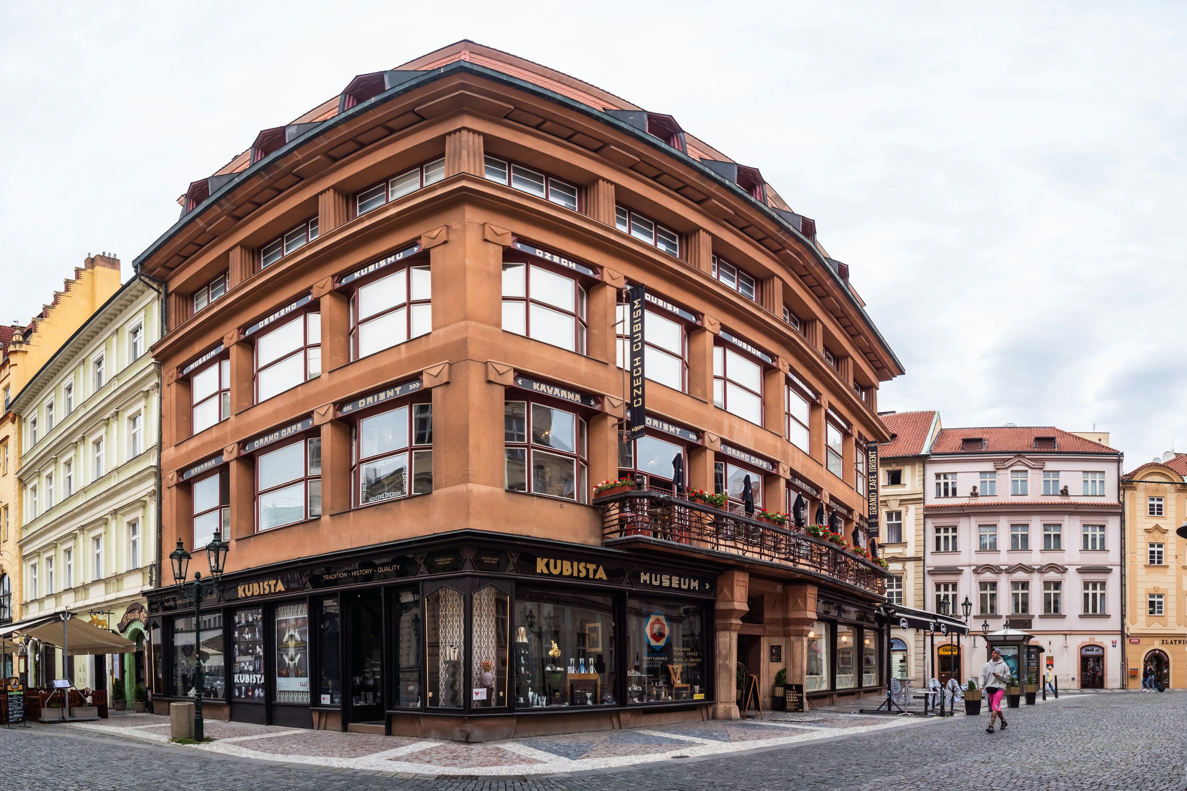 Cubist House of the Black Madonna or Black Mother of God with Grand Cafe Orient, also called Dum U Cerne Matky Bozi.