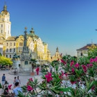 Pecs, Hungary - 21.08.2020: the main square in Pécs Hungary with flowers License Type: media Download Time: 2023-02-22T22:33:32.000Z User: mvm_lonelyplanet Is Editorial: Yes purchase_order: