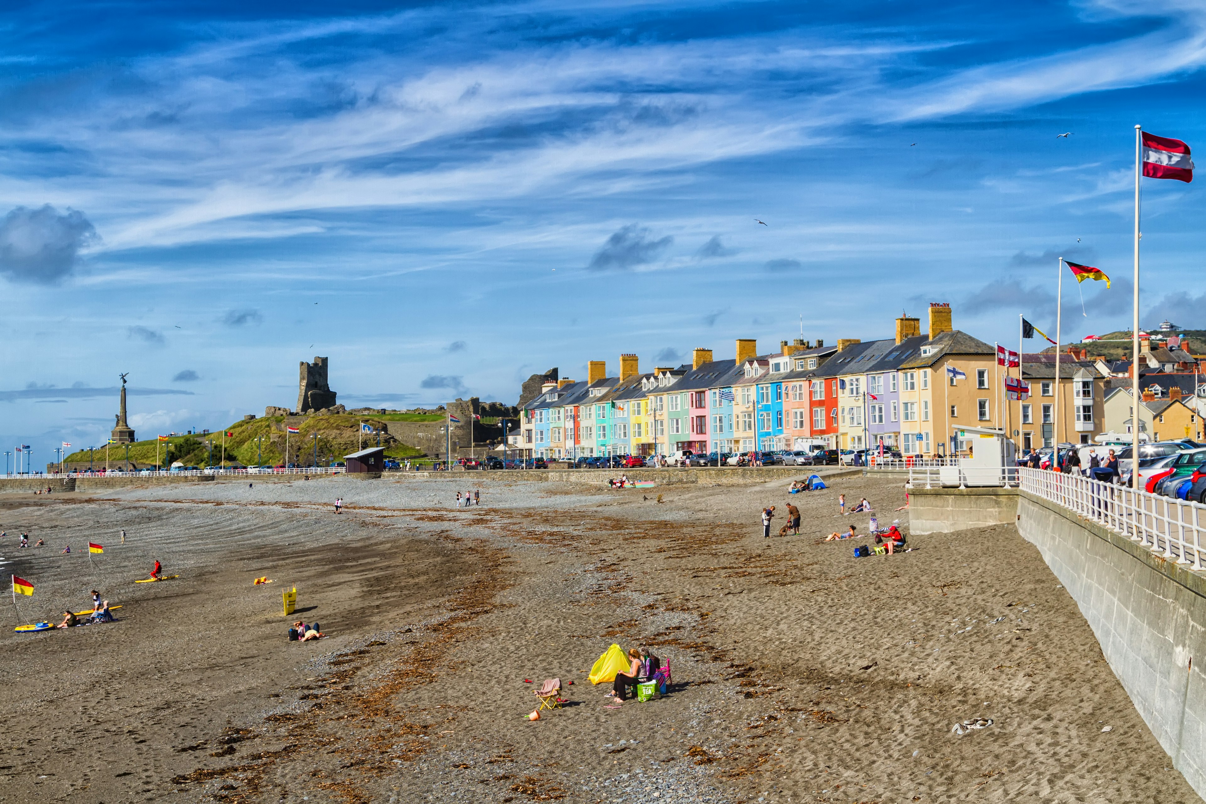 The North beach and marine terrace taken from the Royal Pier at Aberystwyth in Wales.