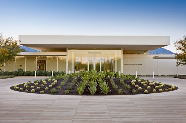 The modernist exterior facade of the Sunnylands home and museum in Greater Palm Springs