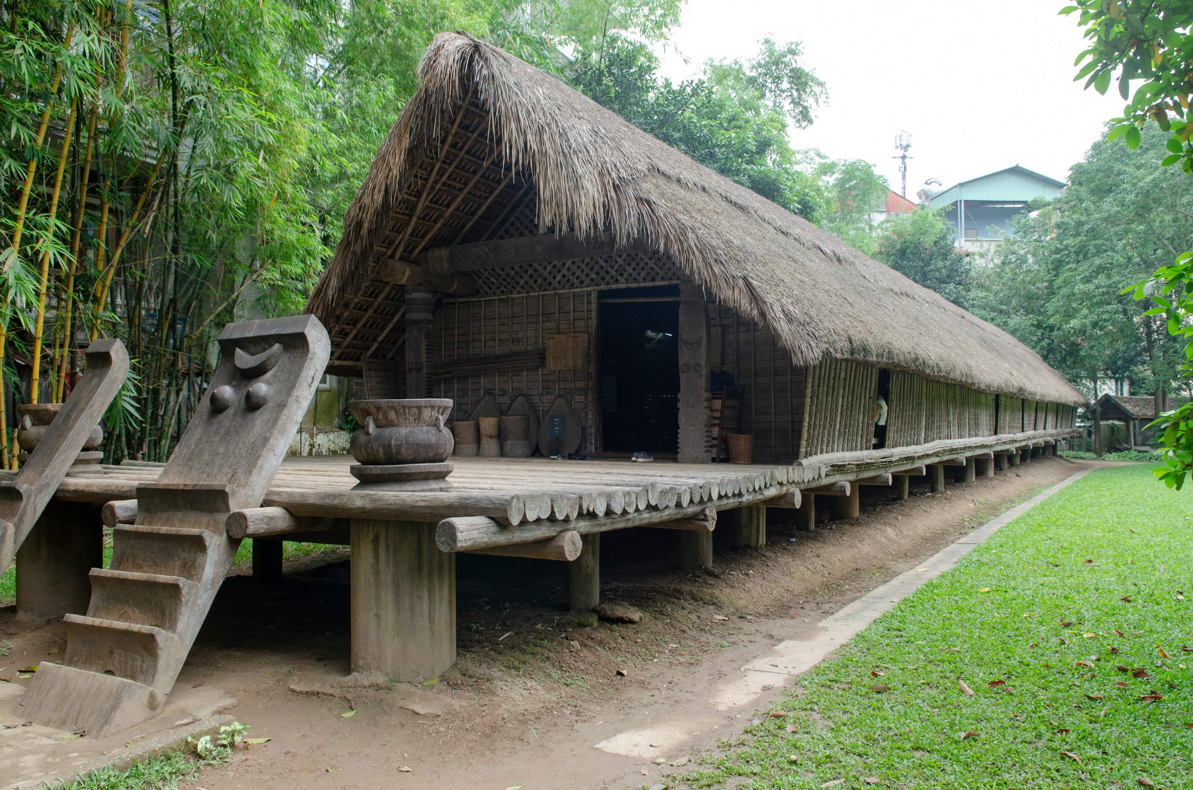 A house built by the Ede ethnic minority group is seen at the Vietnam Museum of Ethnology in Hanoi, Vietnam