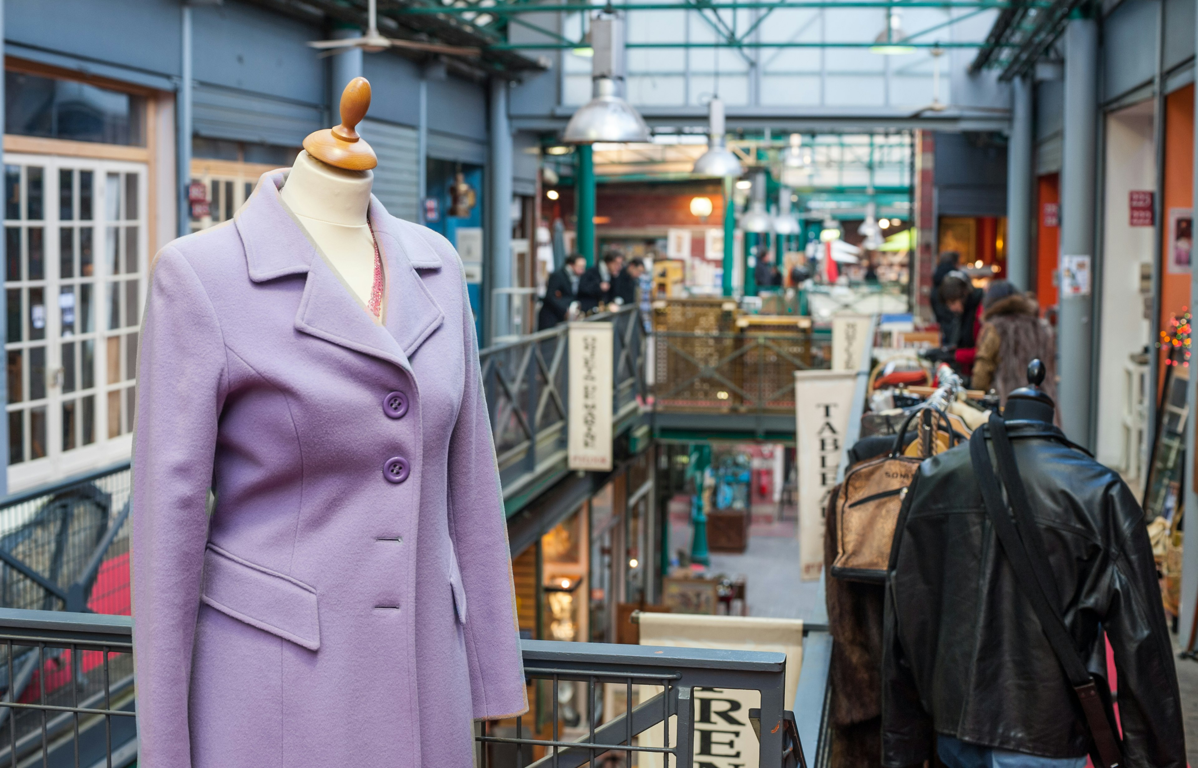 Jackets for sale in a covered market