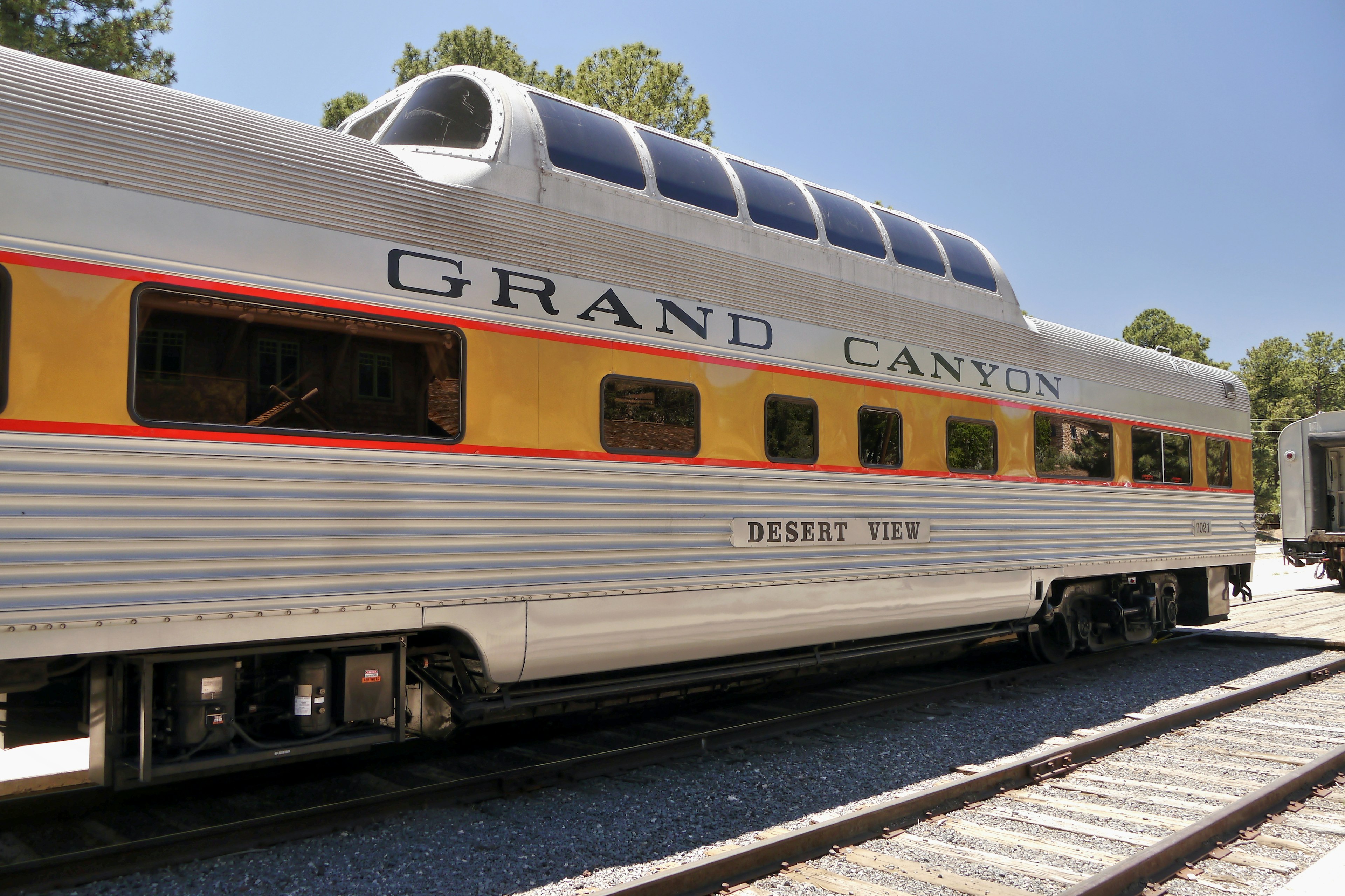 May 27, 2018: A carriage from the Grand Canyon train at the Grand Canyon Railway Station.