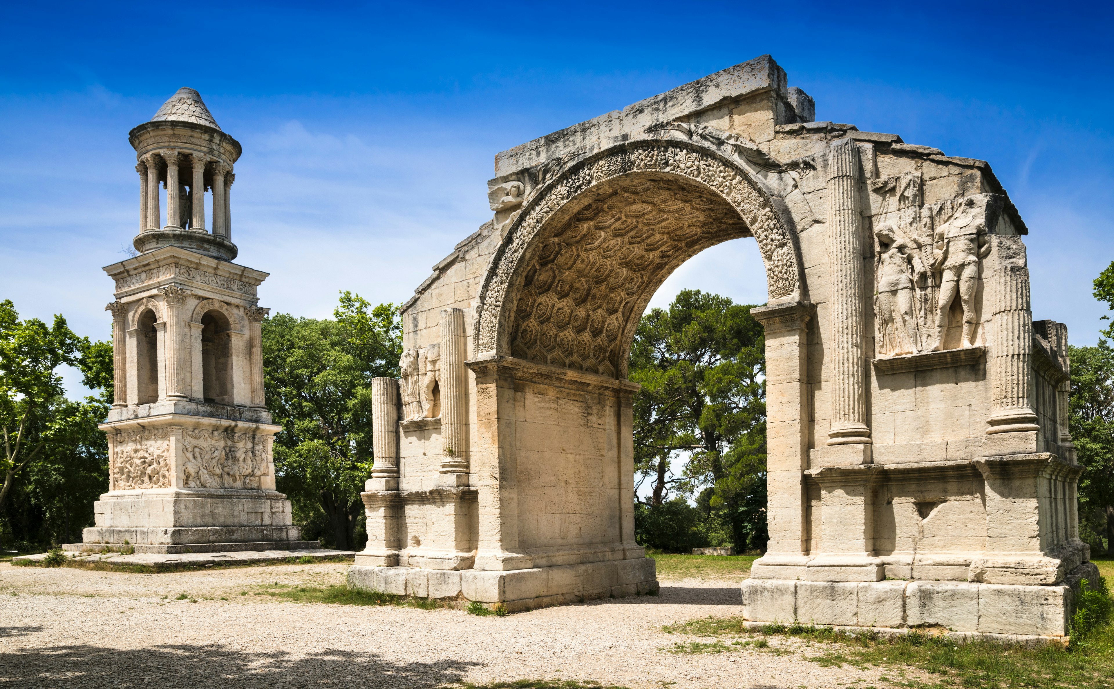 Roman Triumphal Arch and Roman Mausoleum (Les Antiques) at Saint Remy-de-Provence.