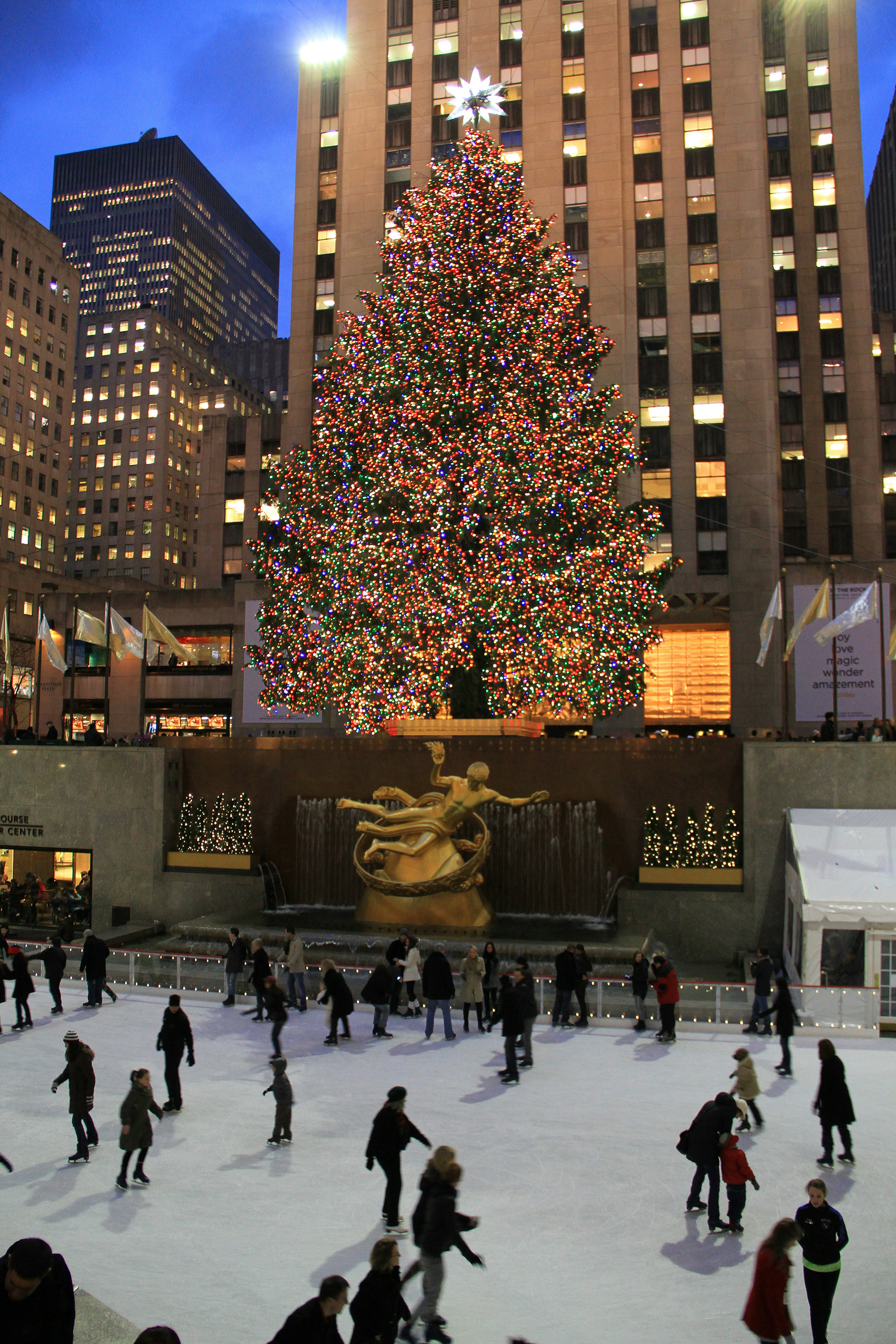 NEW YORK CITY - DEC. 5, 2011: New York City landmark, Ice skaters and tourists on December 5, 2011, visit the famous Rockefeller Center Christmas tree during the holidays.
activity, architecture, attraction, big apple, buildings, center, christmas, christmas tree, city, crowd, destination, enjoyment, entertaining, evening, event, famous, fir, fun, holiday, ice, ice skating, landmark, leisure, lights, location, manhattan, new, new york, new york city, night, ny, nyc, people, place, rink, rockefeller, rockefeller center, seasonal, skaters, skating, skyscraper, sport, tourism, tourists, travel, tree, visit, winter, xmas, york