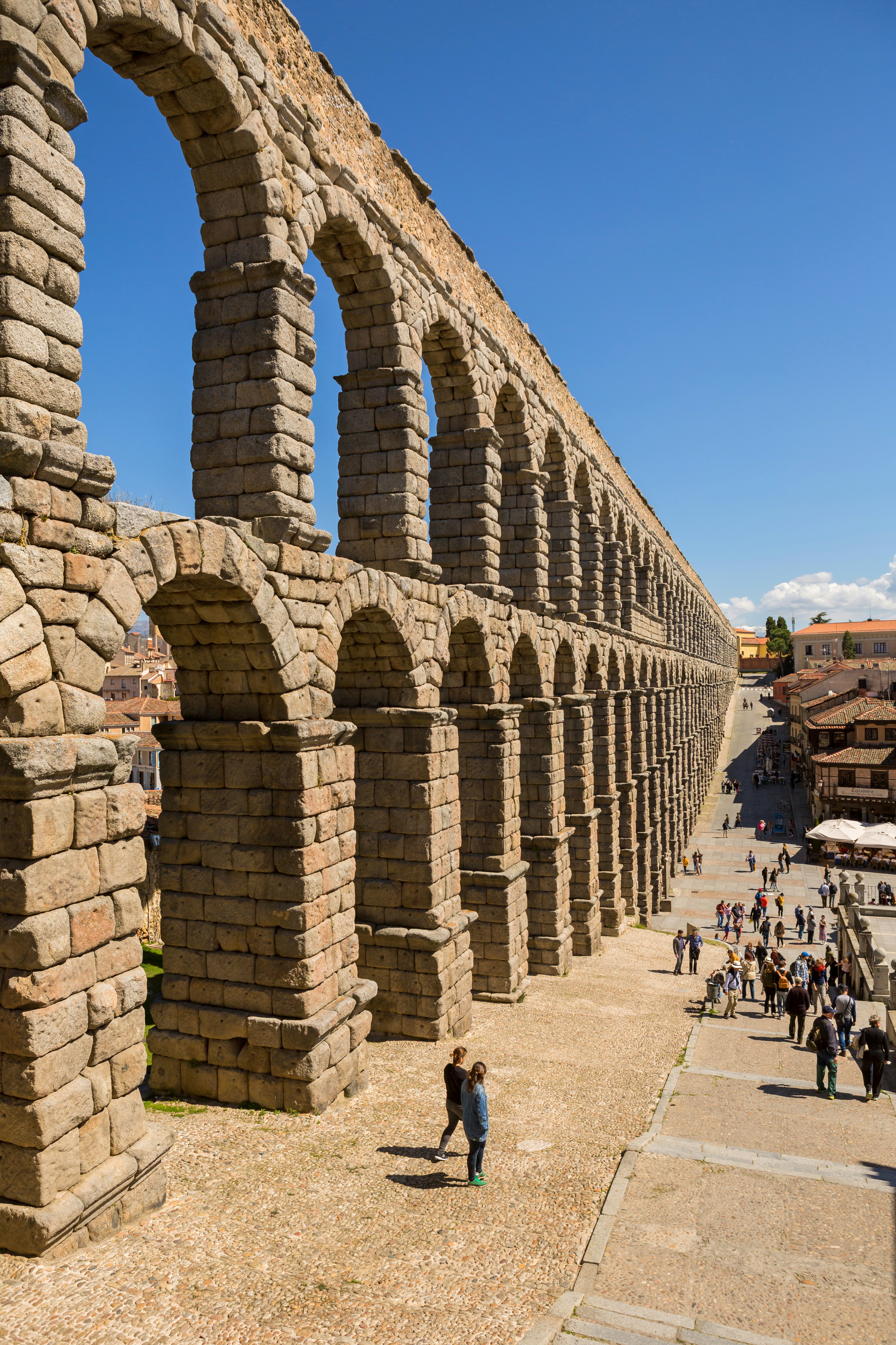 Landscape of Roman Aqueduct, the famous landmark of Segovia, Spain