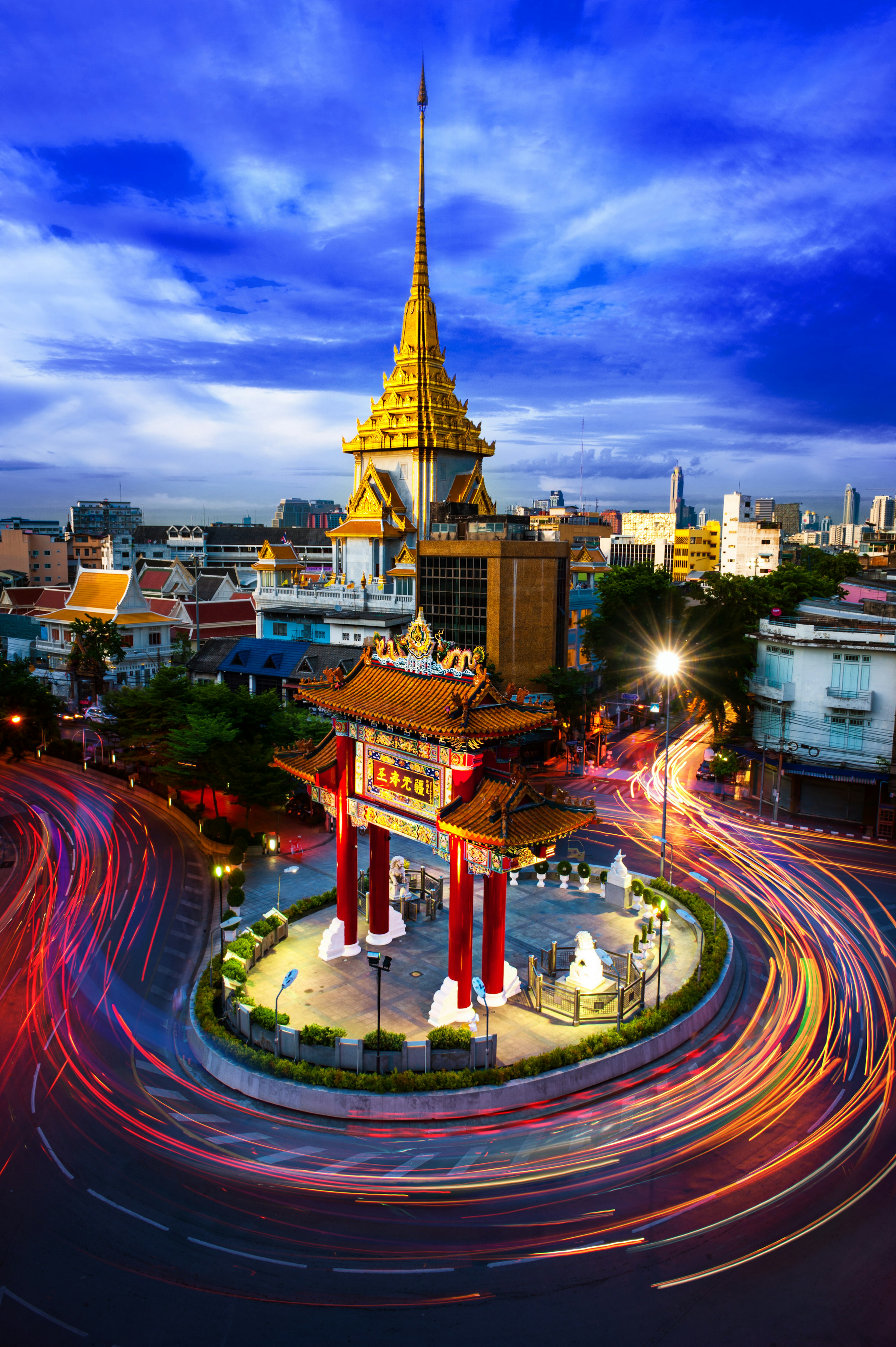 An aerial view of bustling Bangkok.