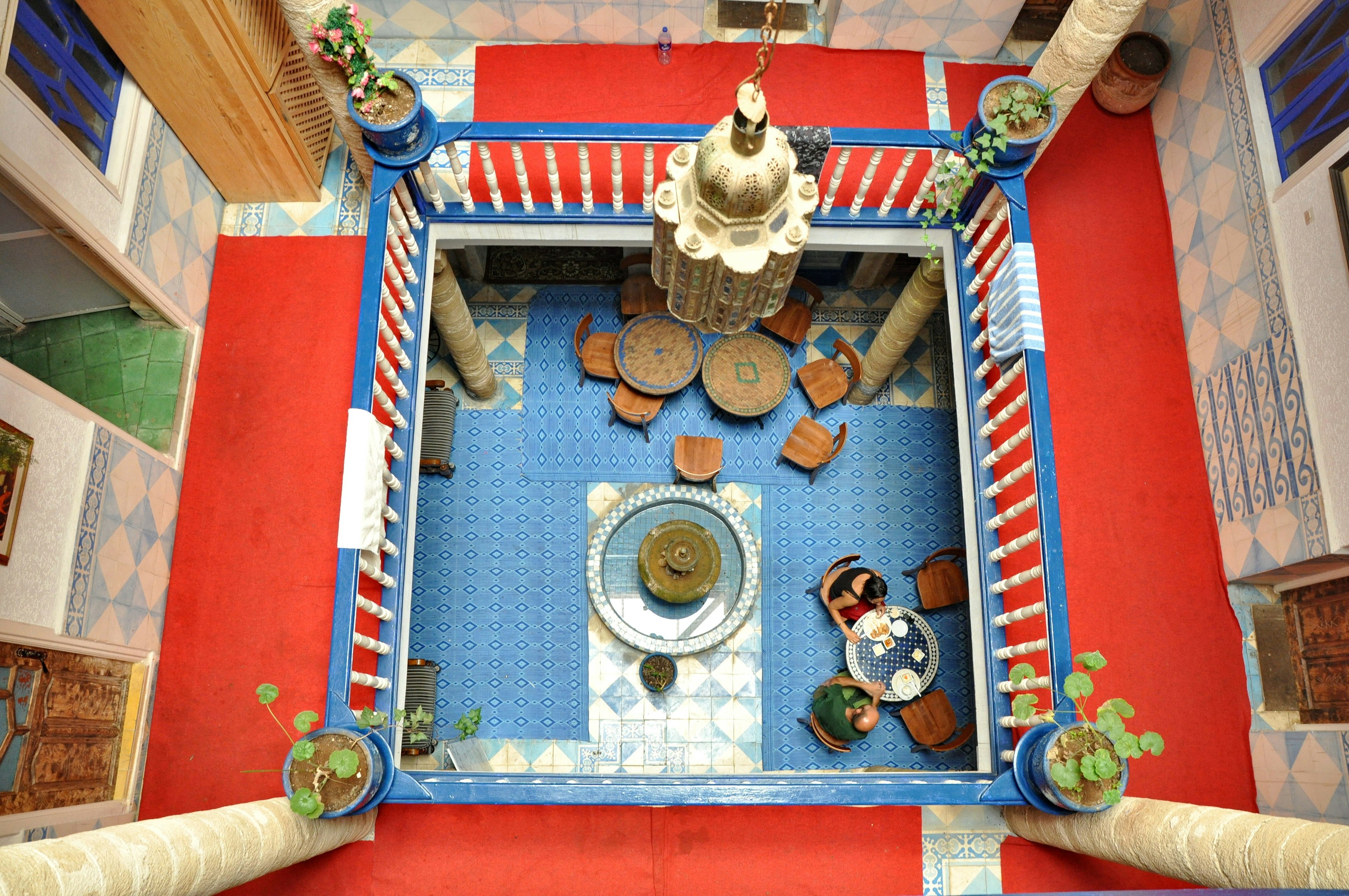 Inside part of a typical accommodation called : "Riad" in Essaouira, Morocco.