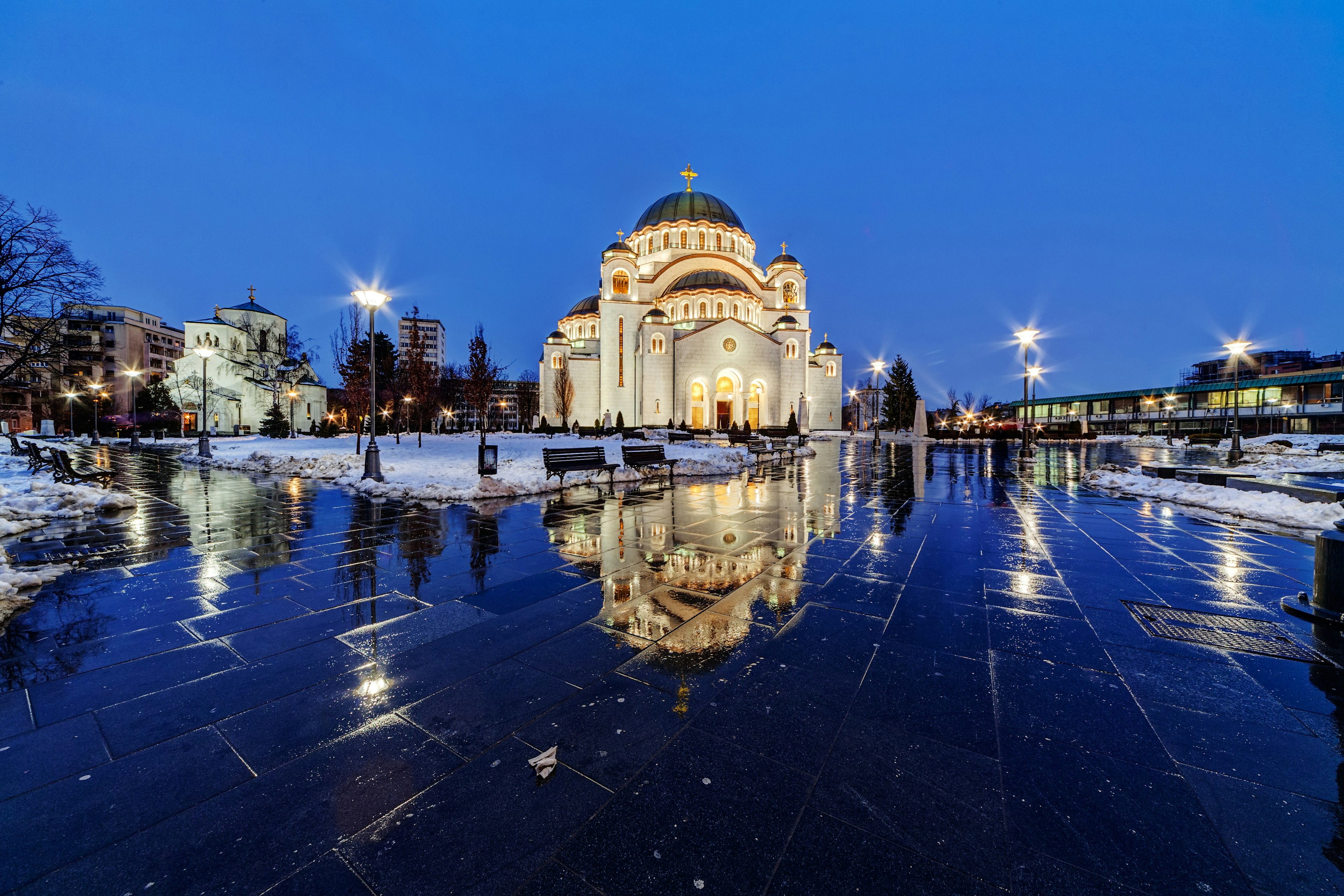 Saint Sava temple in winter, Belgrade Serbia.