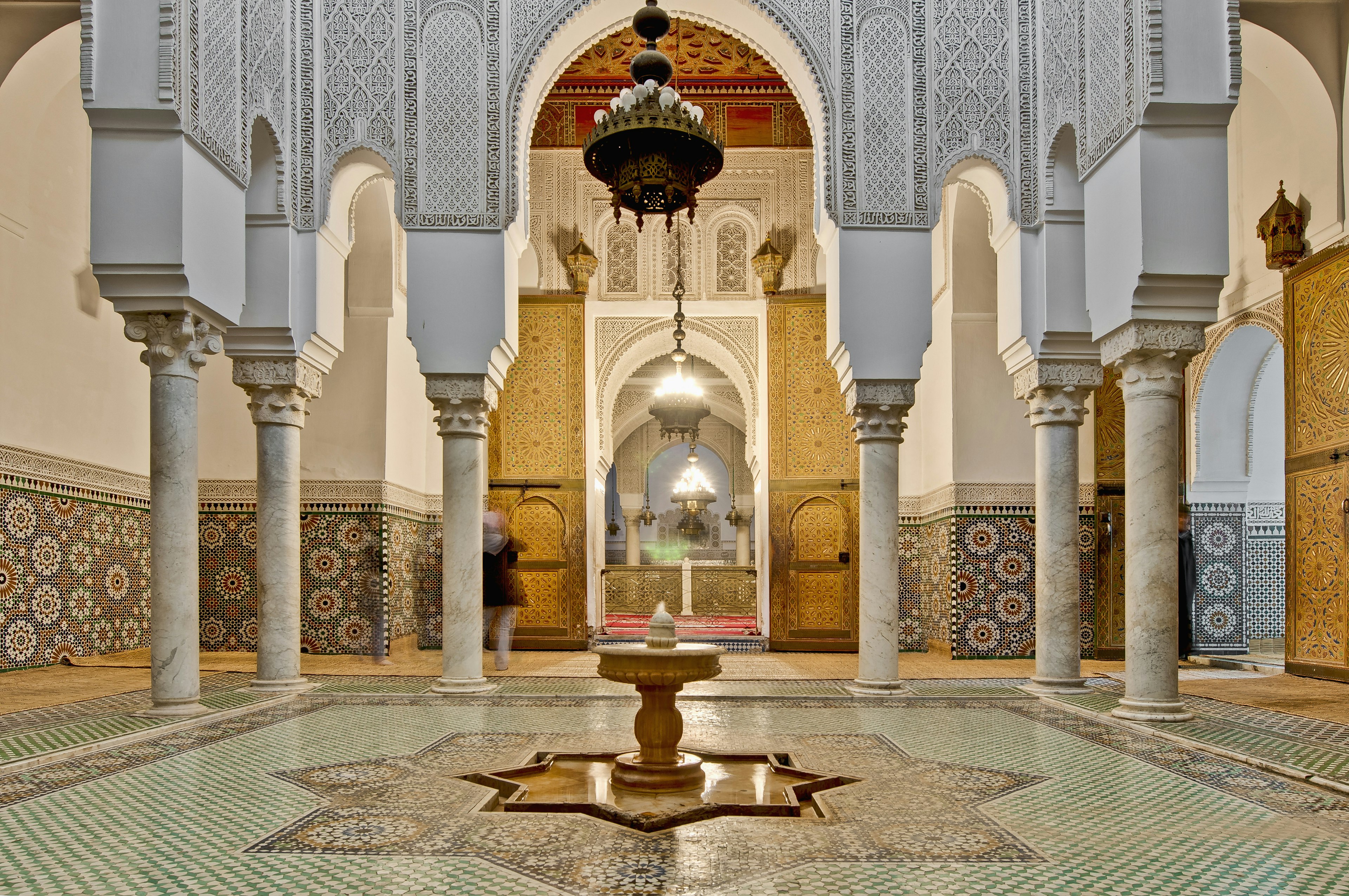 Moulay Ismail Mausoleum interior at Meknes, Morocco.