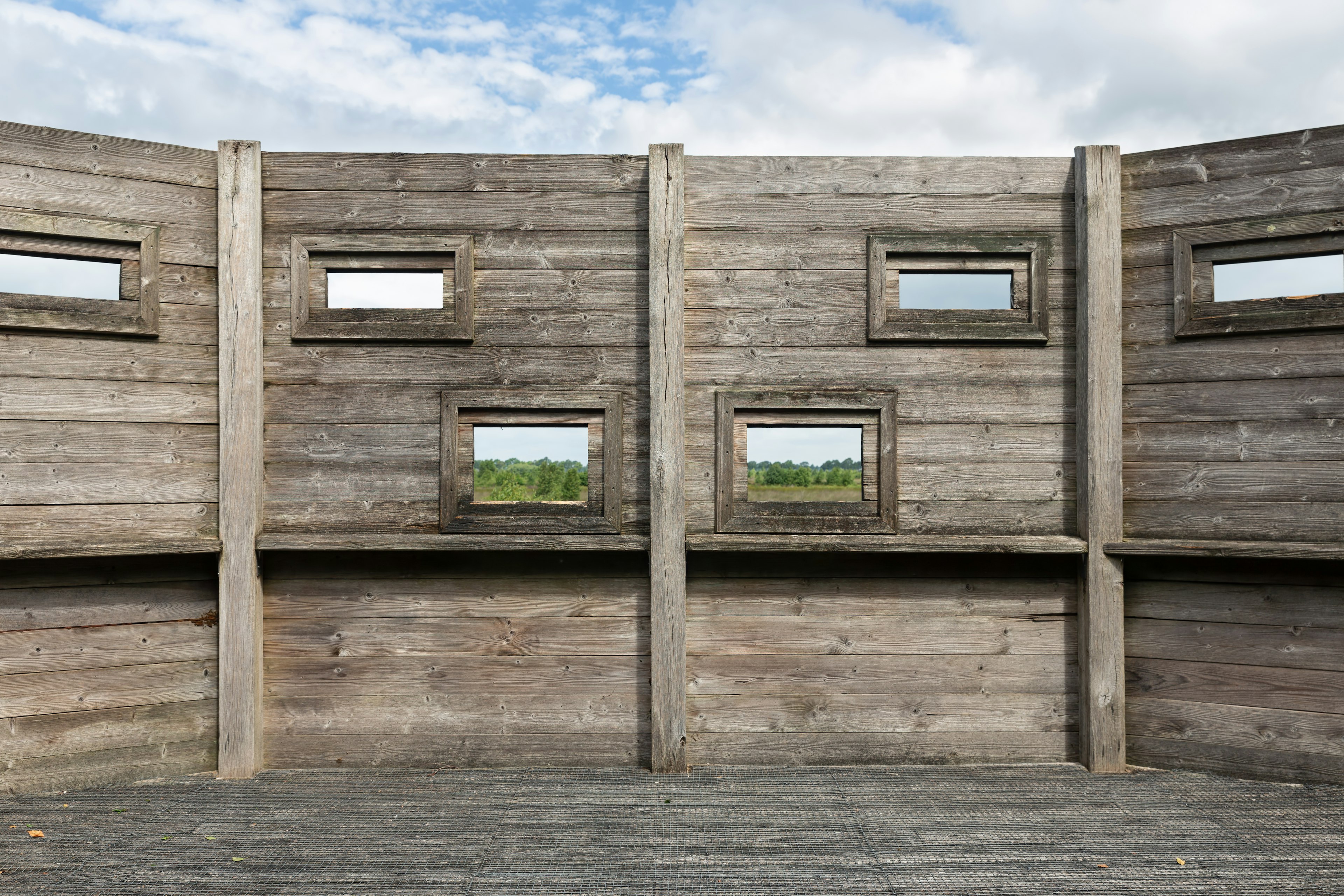 Bird watching hut with holes at a Dutch national park.