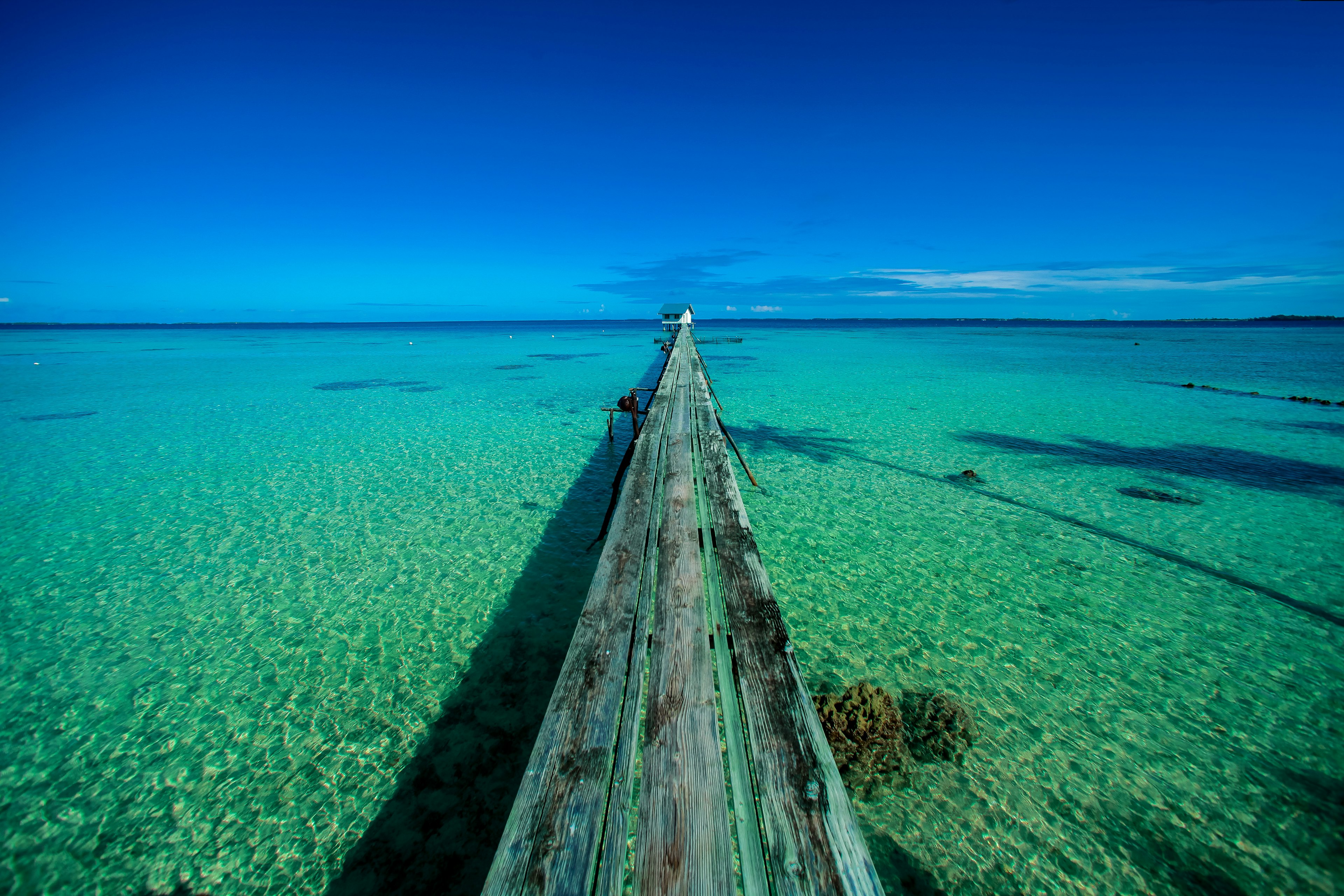 A long jetty on Ahe lagoon in the Tuamotus.