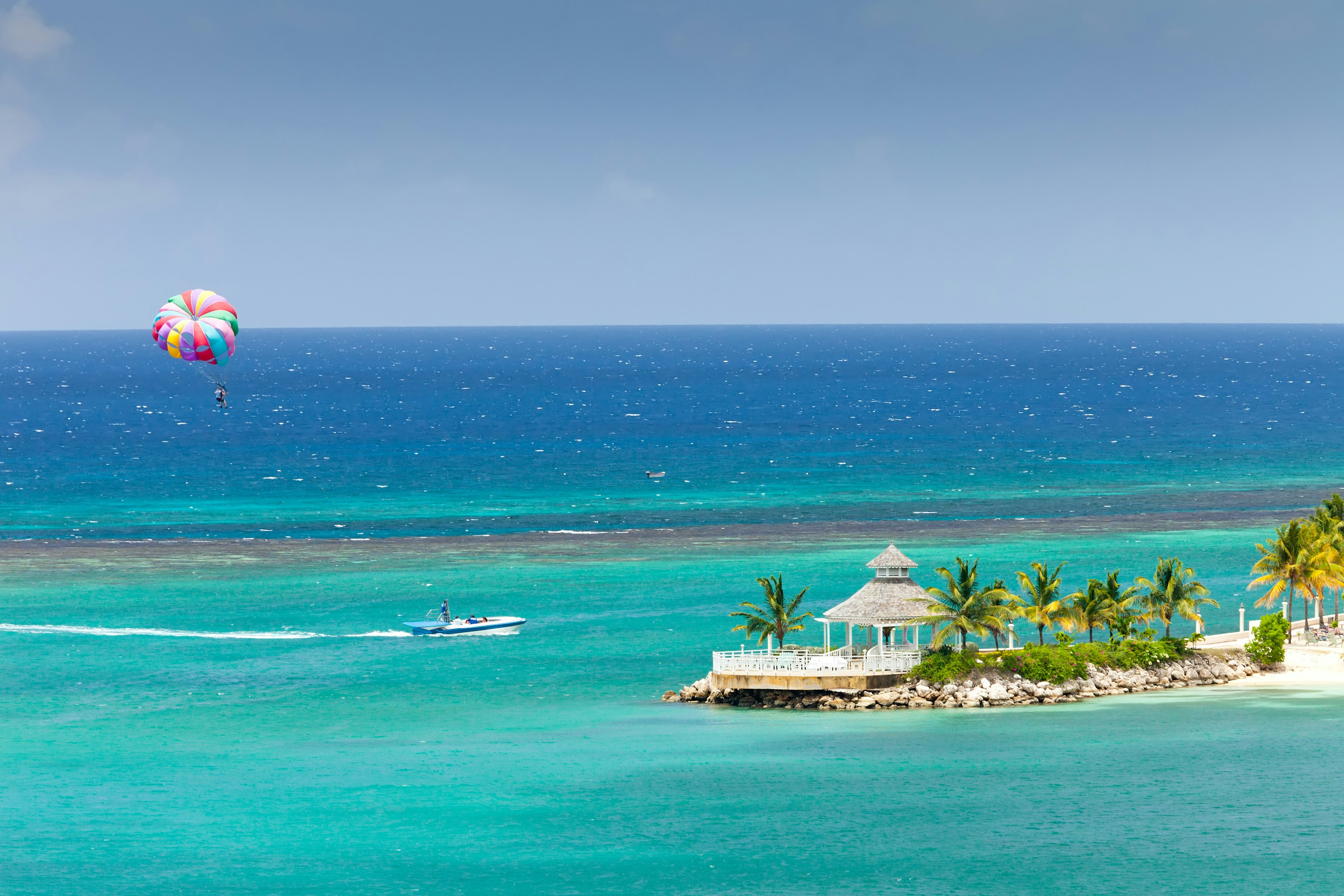 Watersports in the blue bay at Ocho Rios, Jamaica.