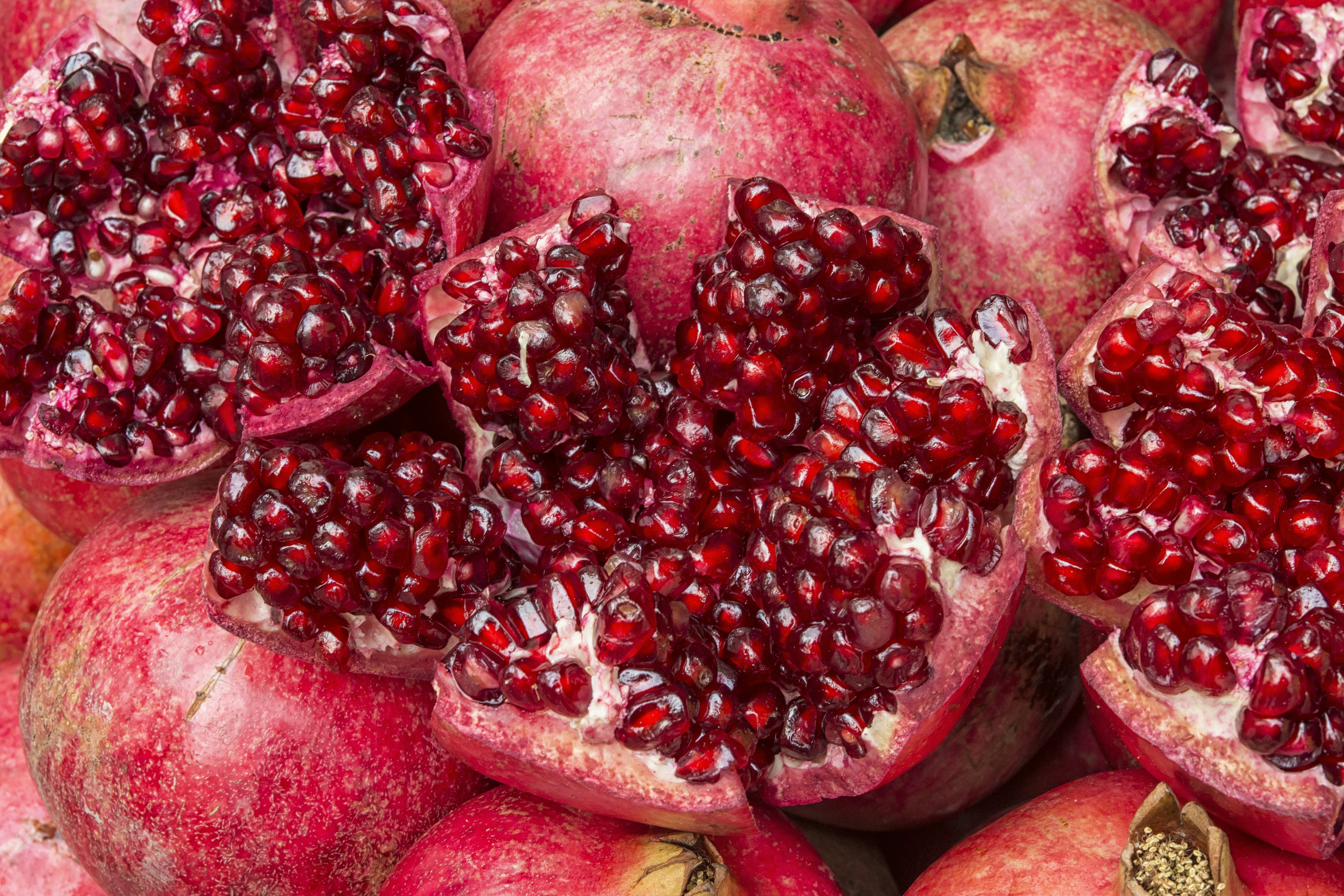 Close up of juicy pomegranates in Iran.