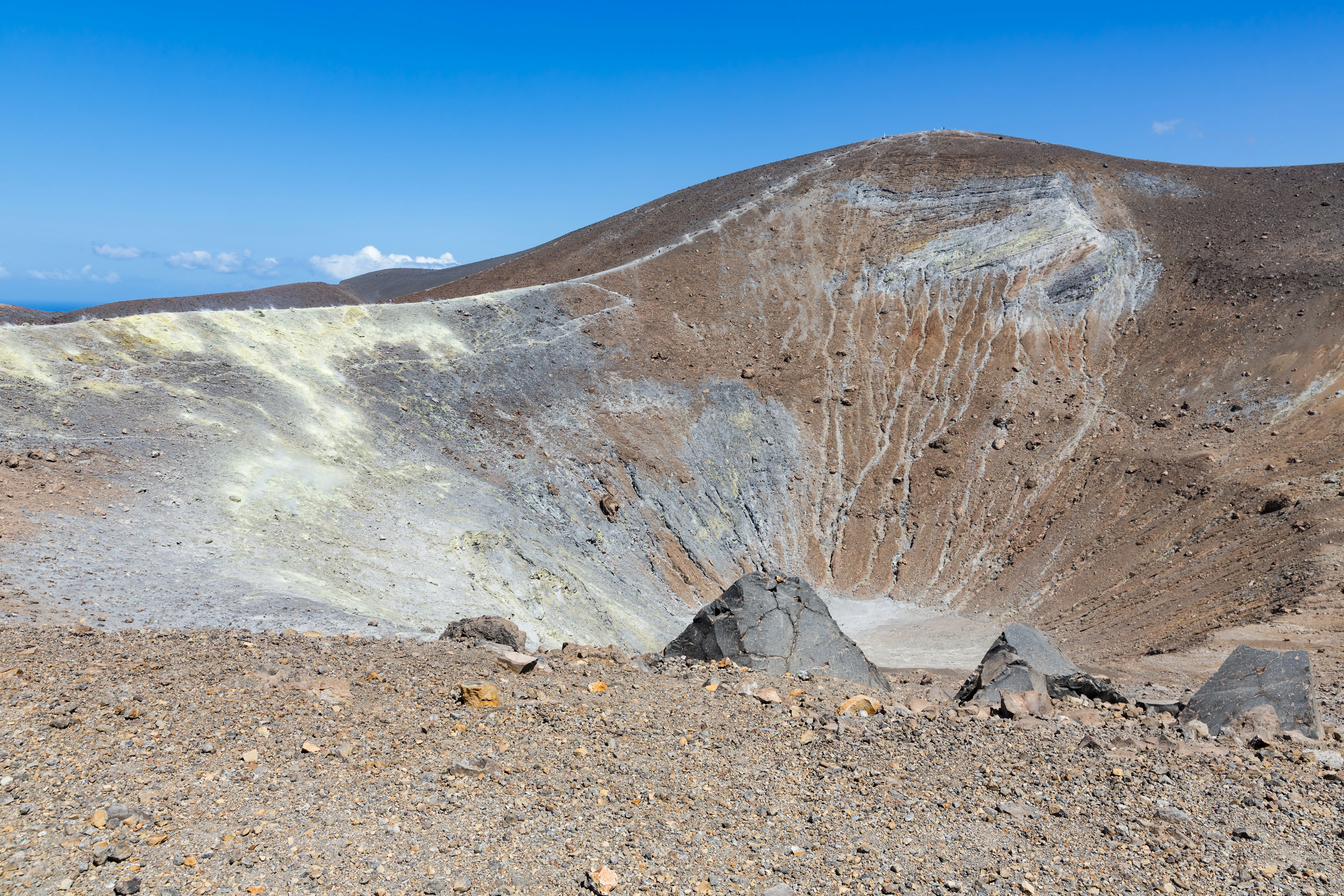 Volcano and crater at Vulcano, Aeolian Islands near Sicily, Italy