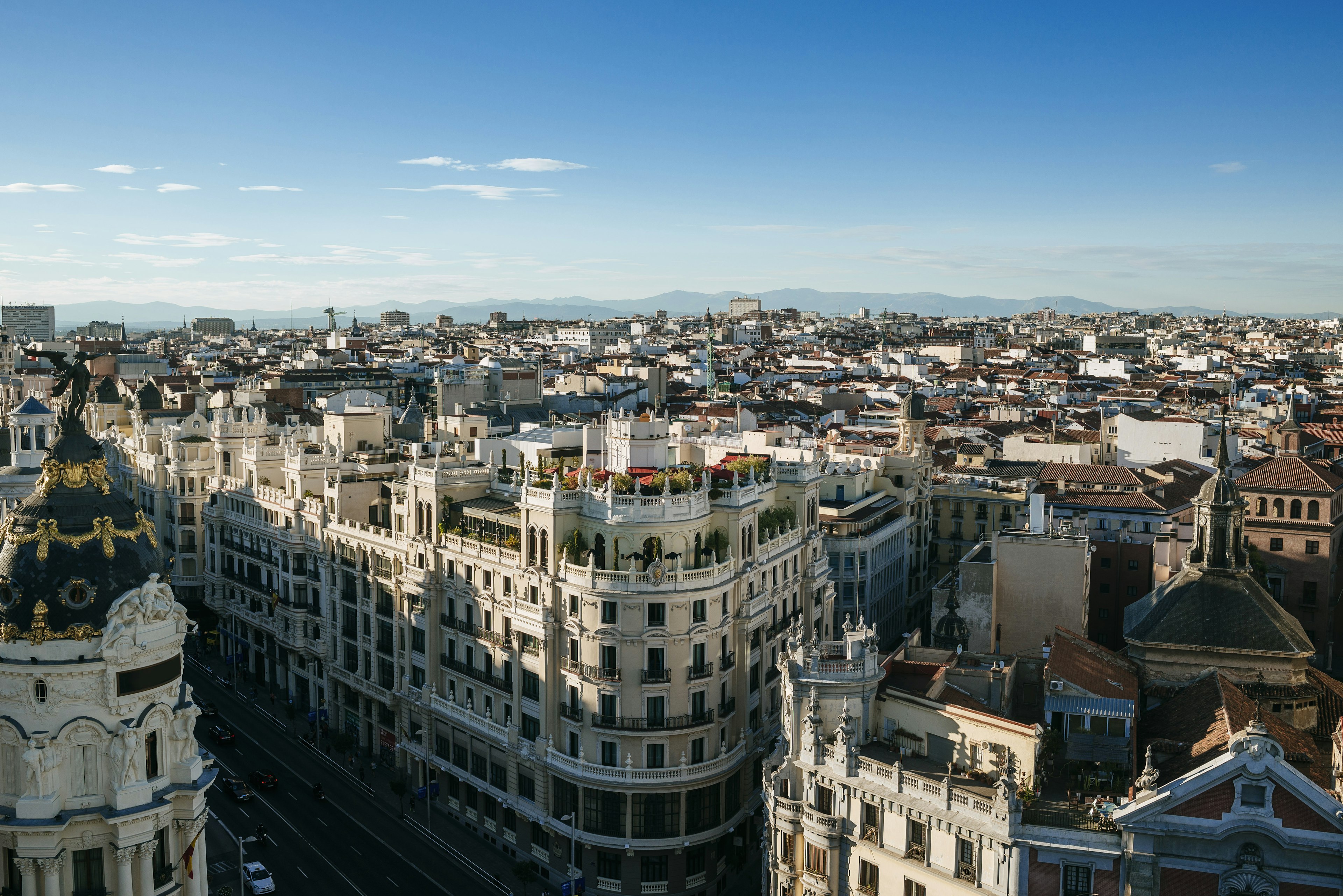 Madrid cityscape with Gran Via street.