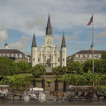 Horse drawn carriages in front of the St. Louis Cathedral in New Orleans, Louisiana.
Lonely Planet Traveller Magazine, Issue 94, October 2016, Into the sunset, Extra