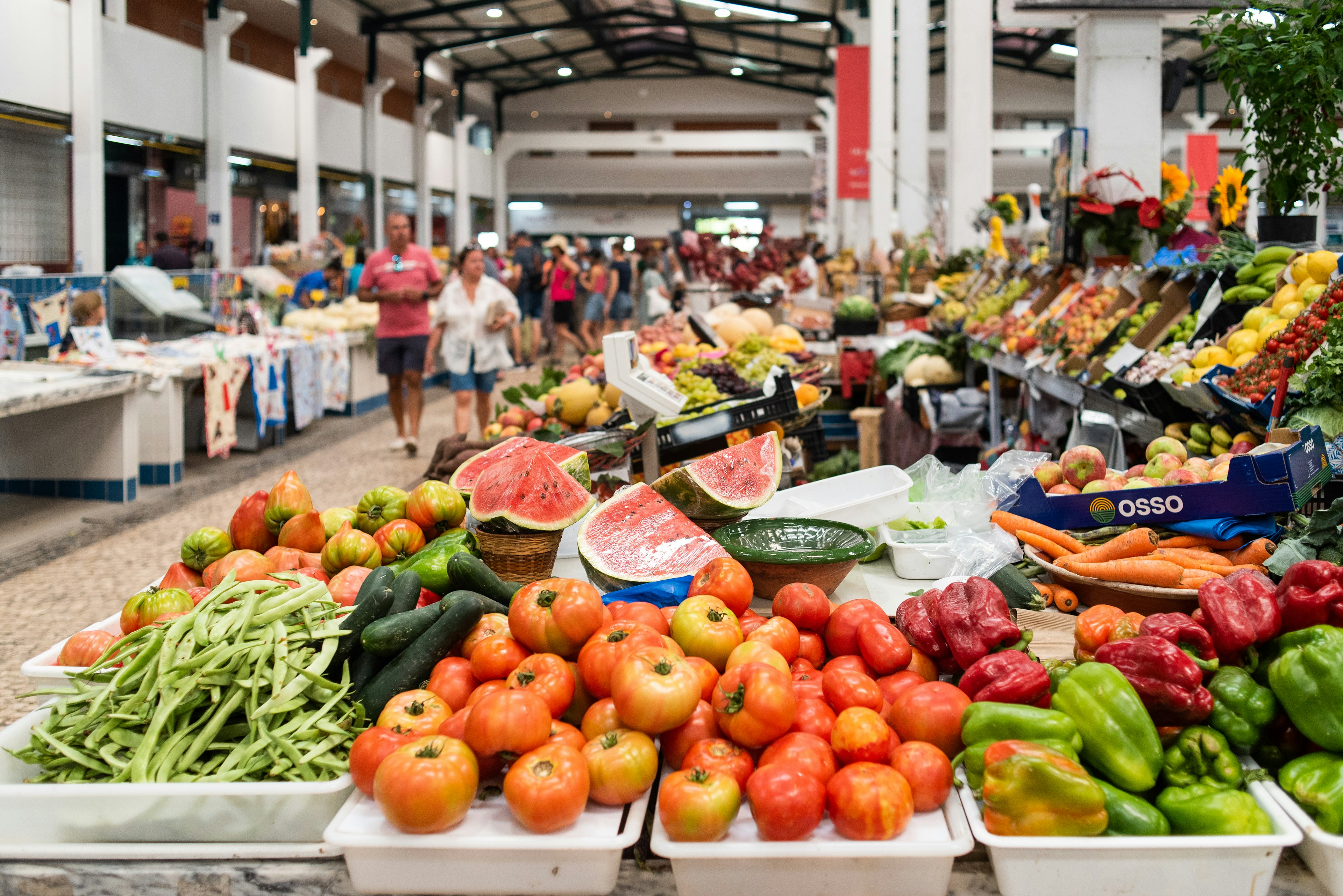 A colorful food market in Portugal