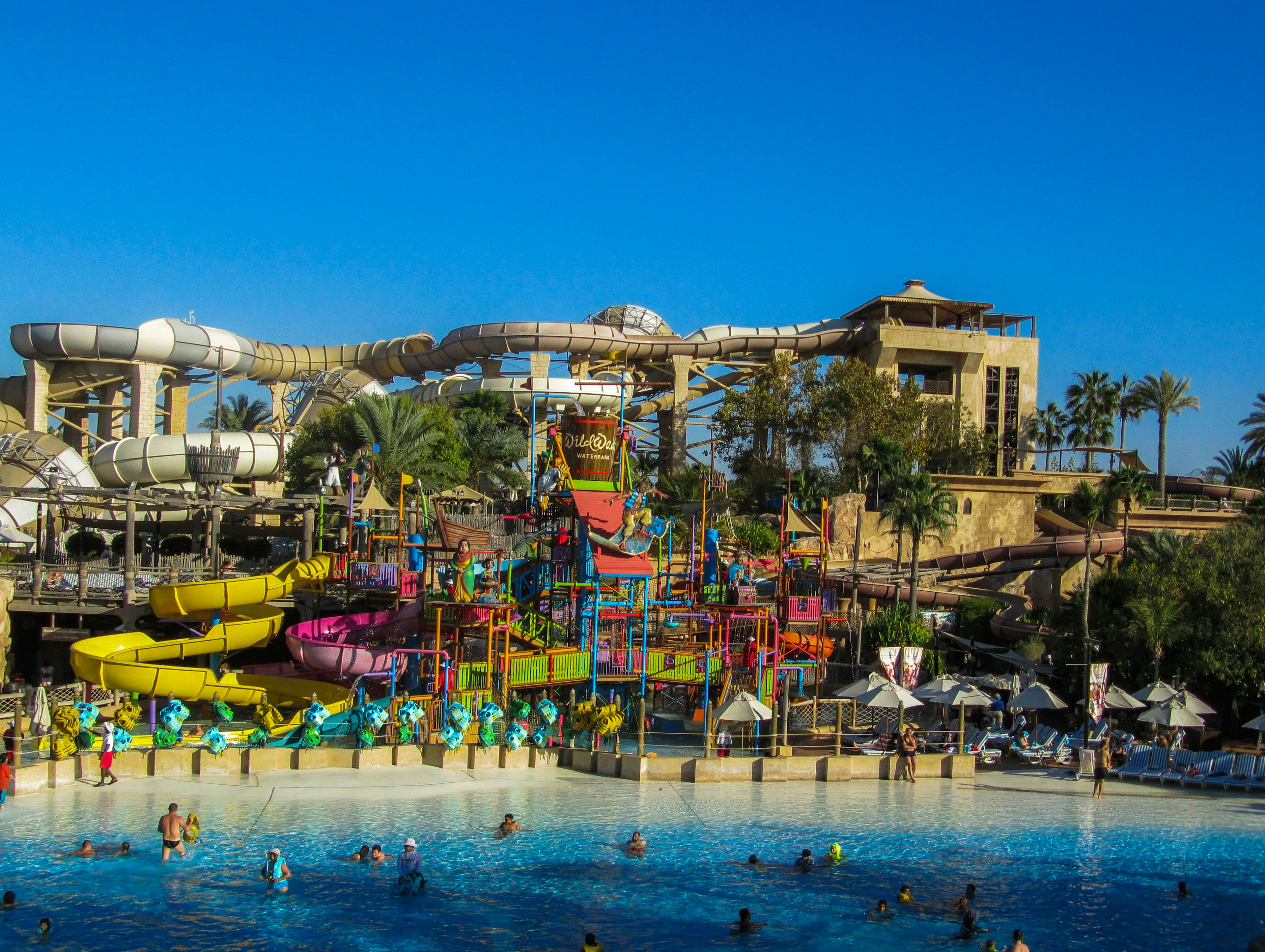 Wild Wadi Water Park and Burj Al Arab in Dubai, United Arab Emirates