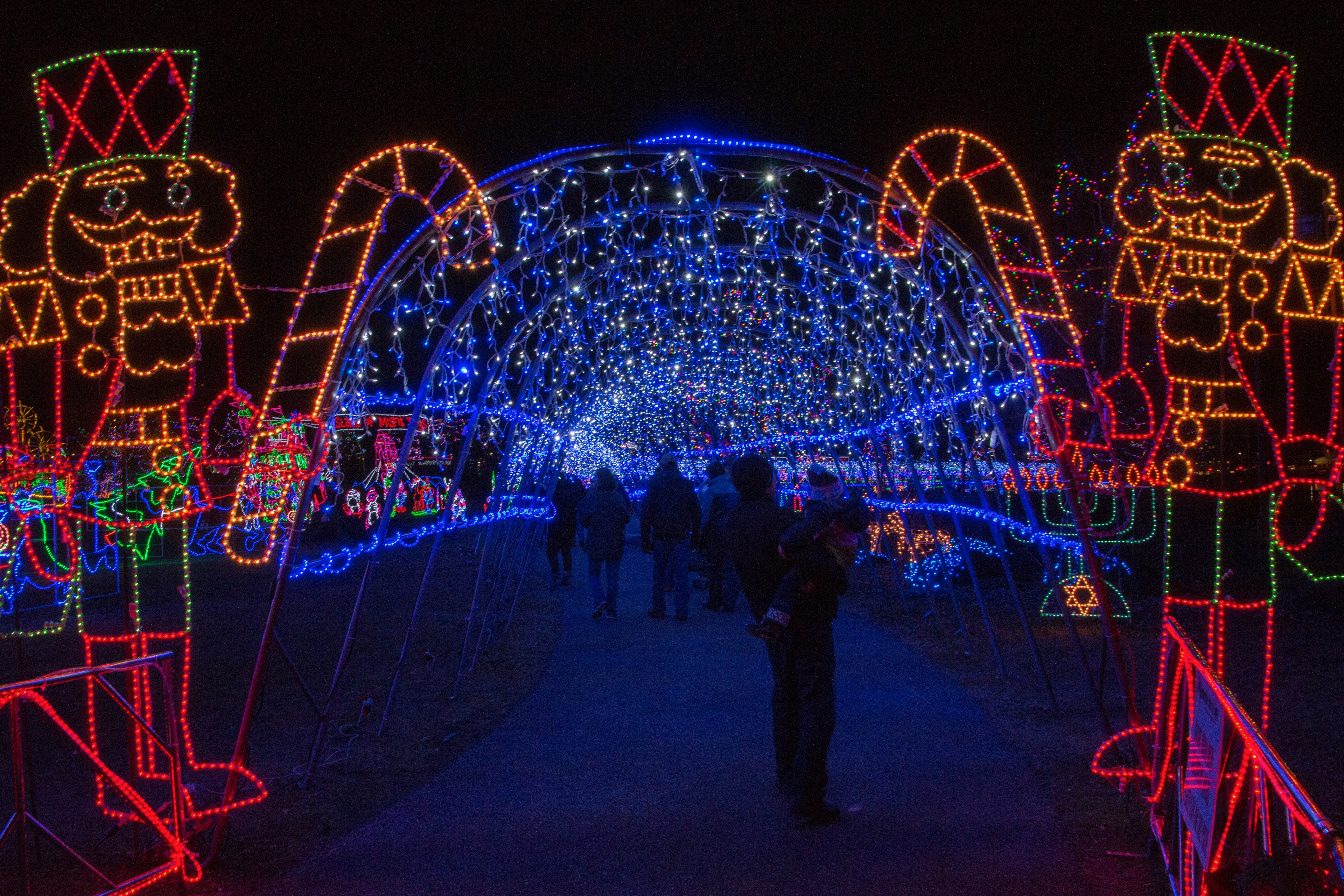 Christmas Lights in Duluth, Minnesota during the Winter Season on Lake Superior Shores.