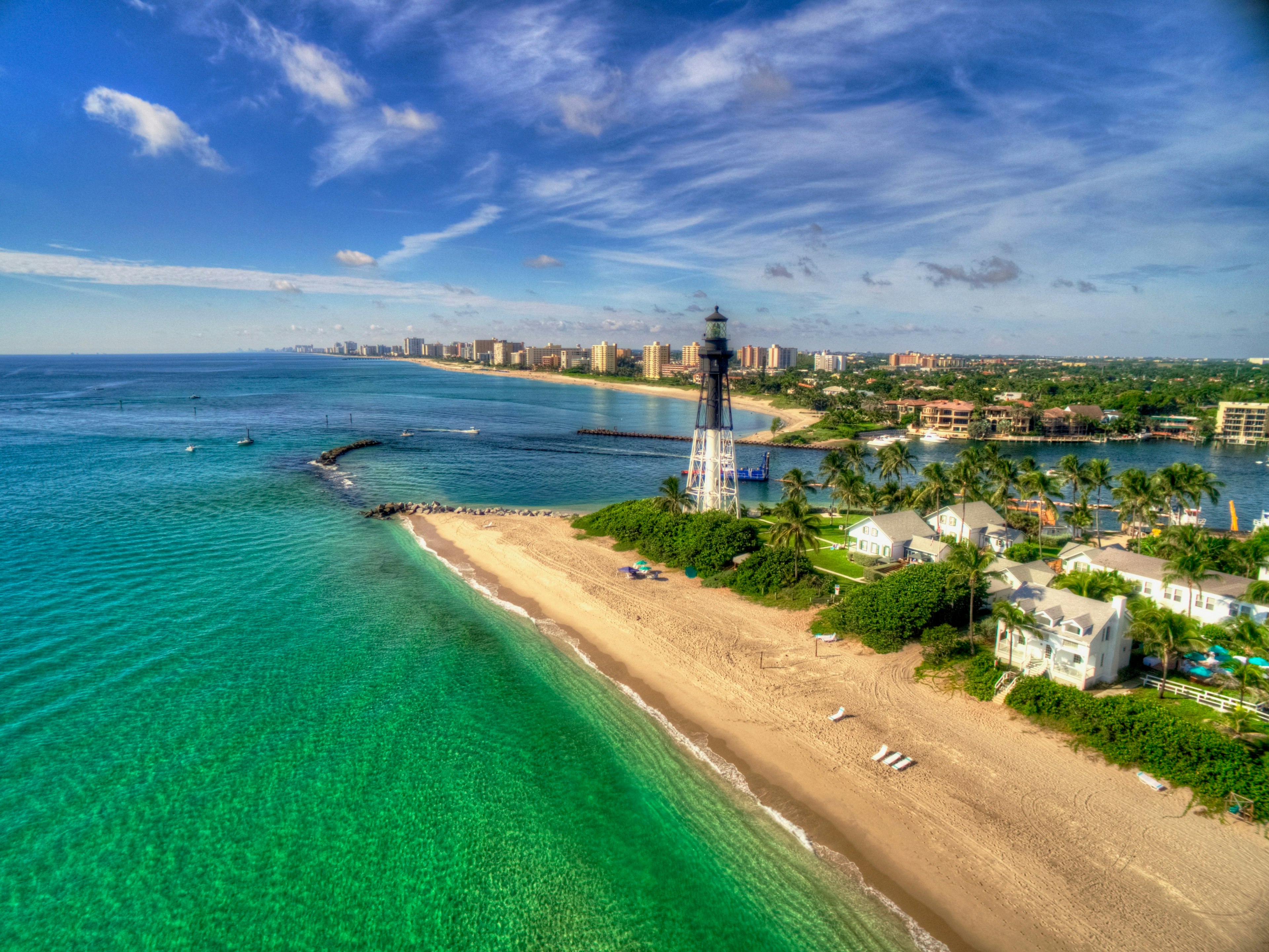 Atlantic coastline on Florida's eastern shore near Pompano Beach, south of Palm Beach.