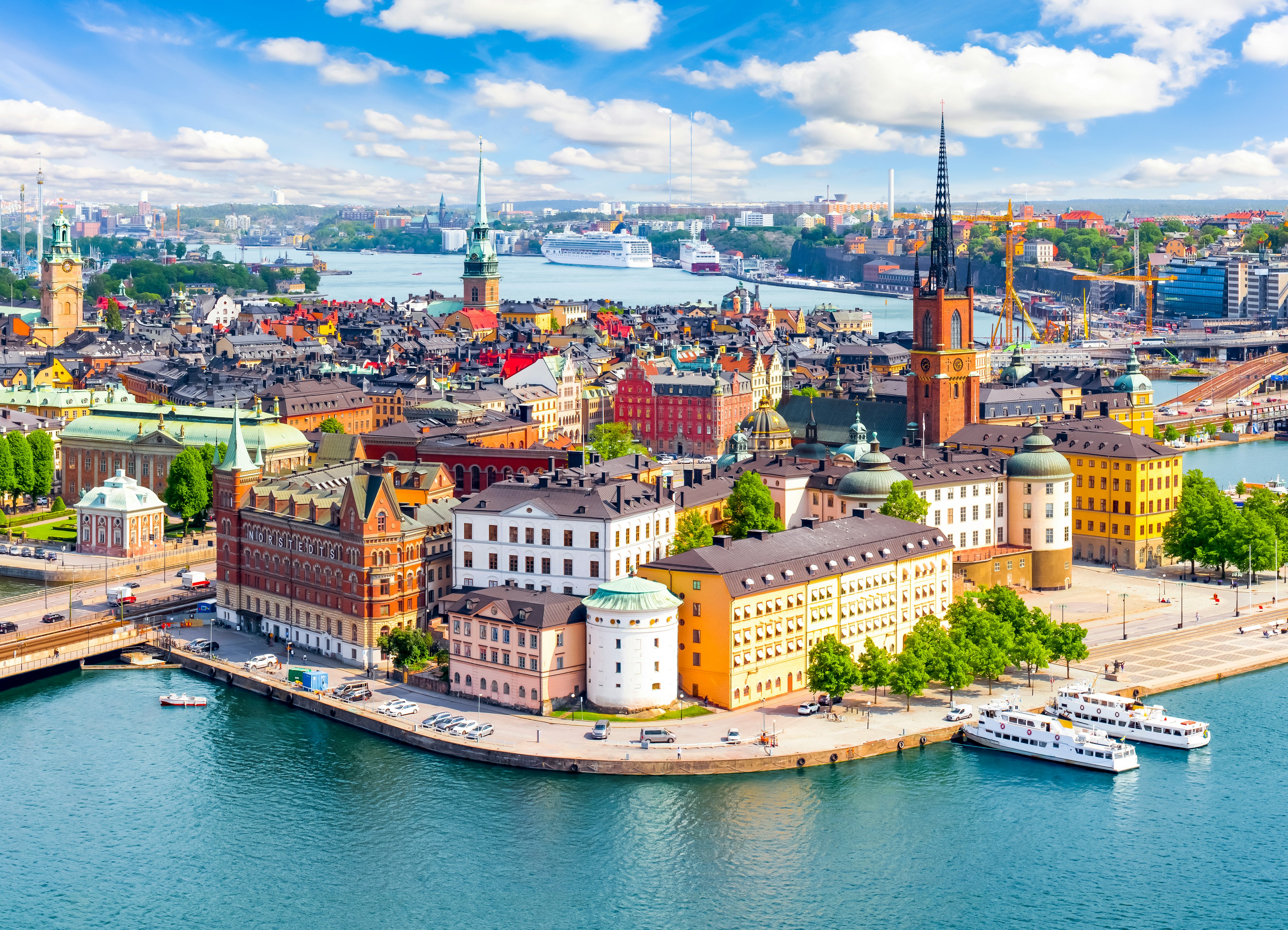 Stockholm old town (Gamla Stan) cityscape from City Hall.