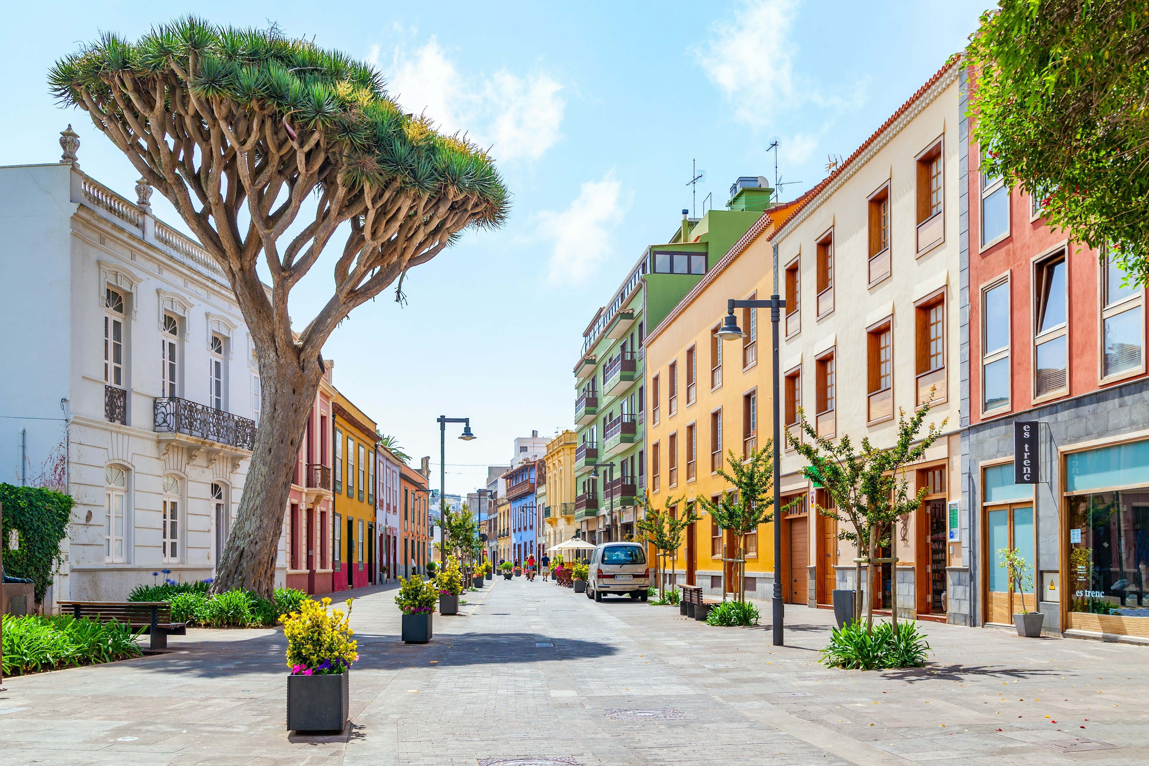 San Cristobal de La Laguna, Tenerife, Spain -s cenic view of San Agustin street in La Laguna.