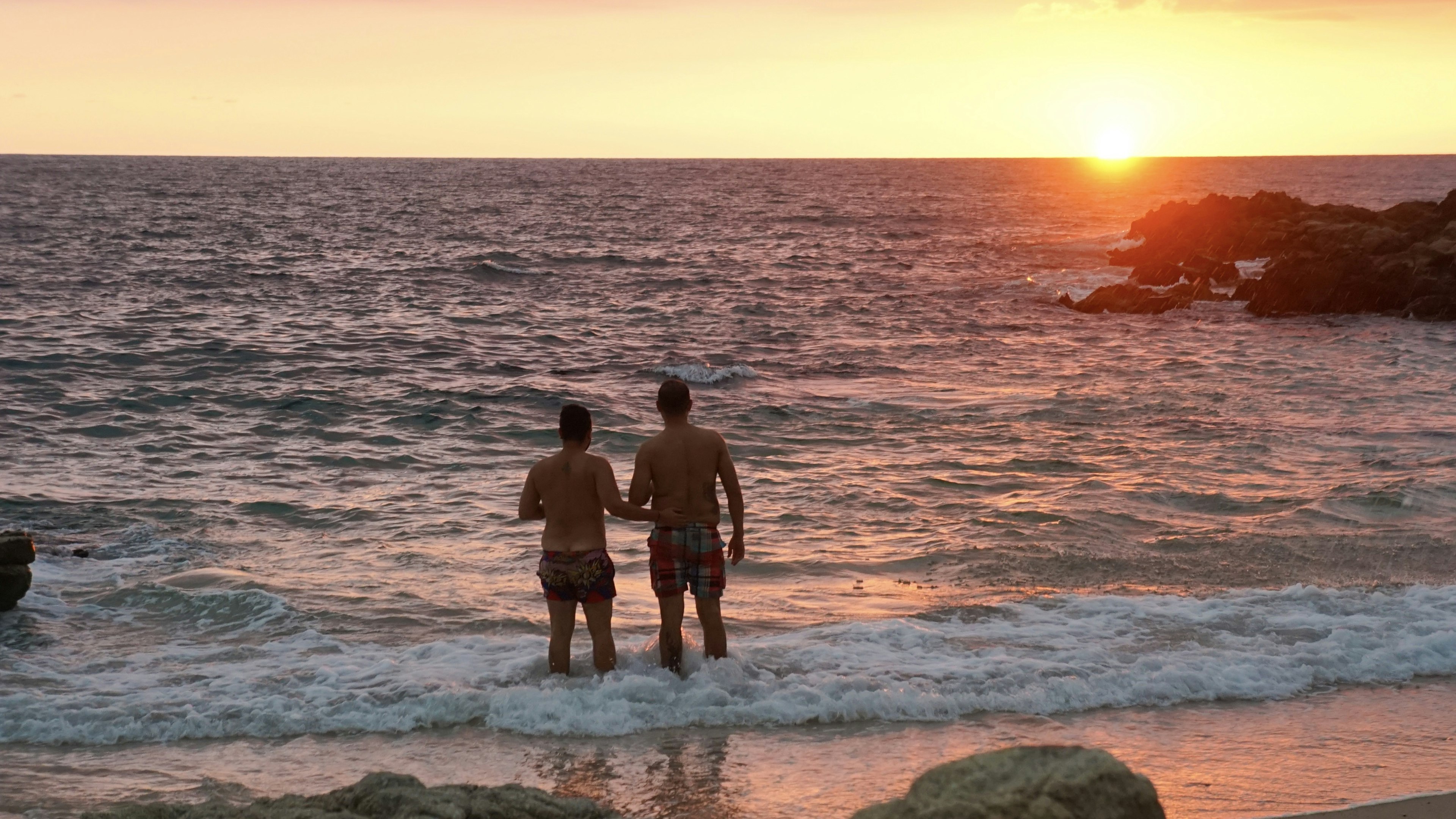 Conchas chinas beach in puerto vallarta jalisco mexico at sunset