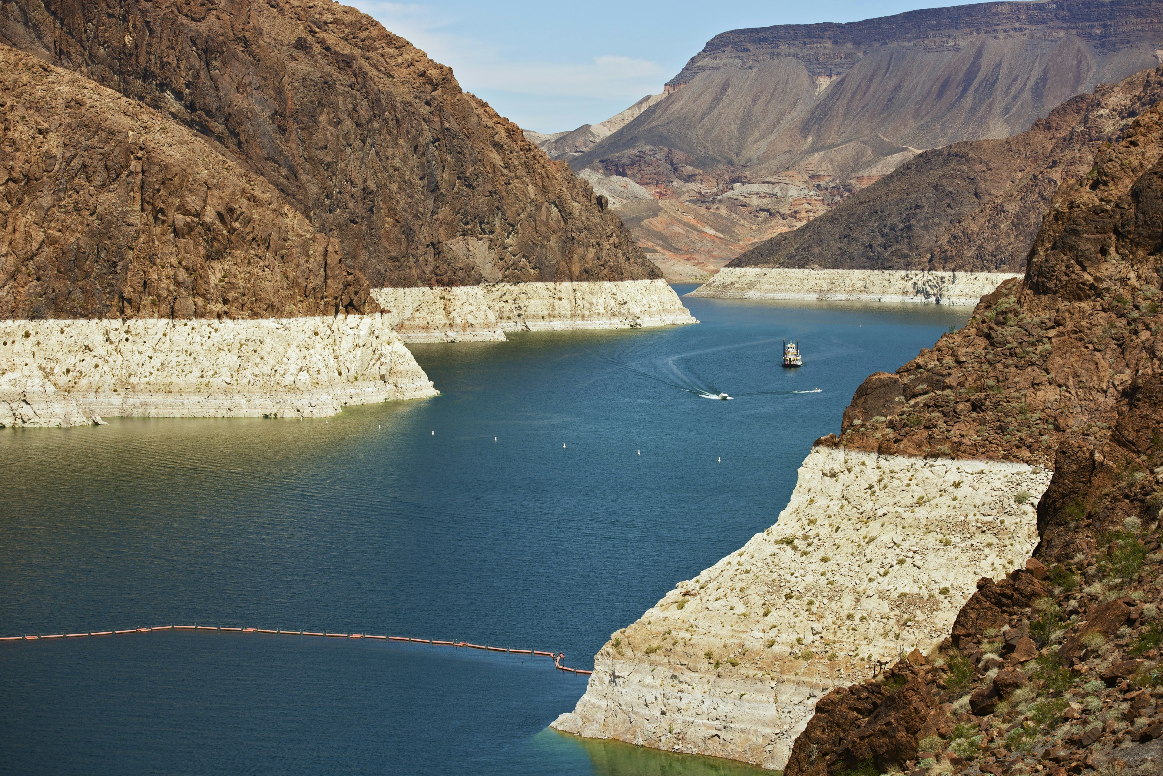 Boats on Lake Mead in Nevada, America's largest reservoir.