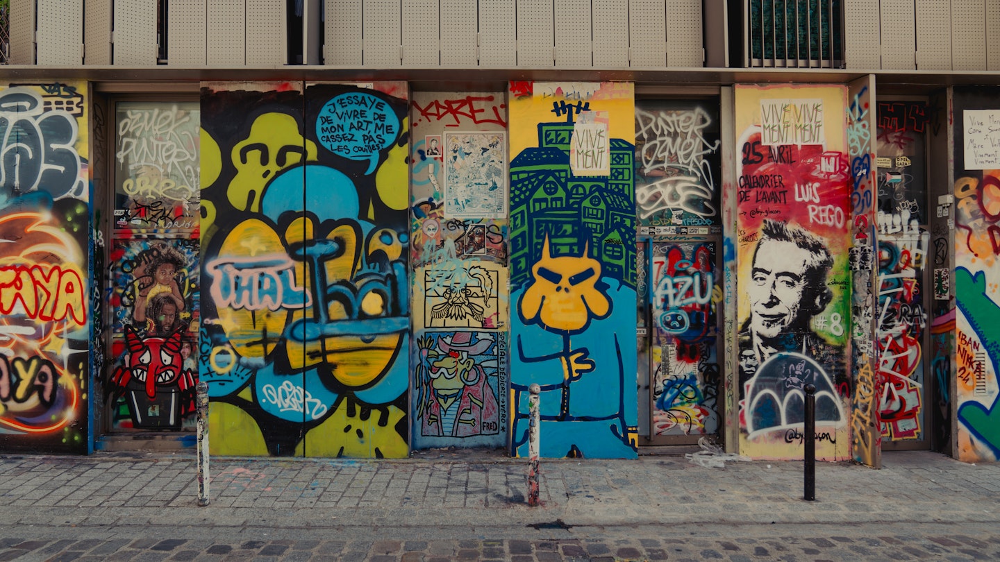 Rue Denoyez.In Belleville. Paris, France July 2024.