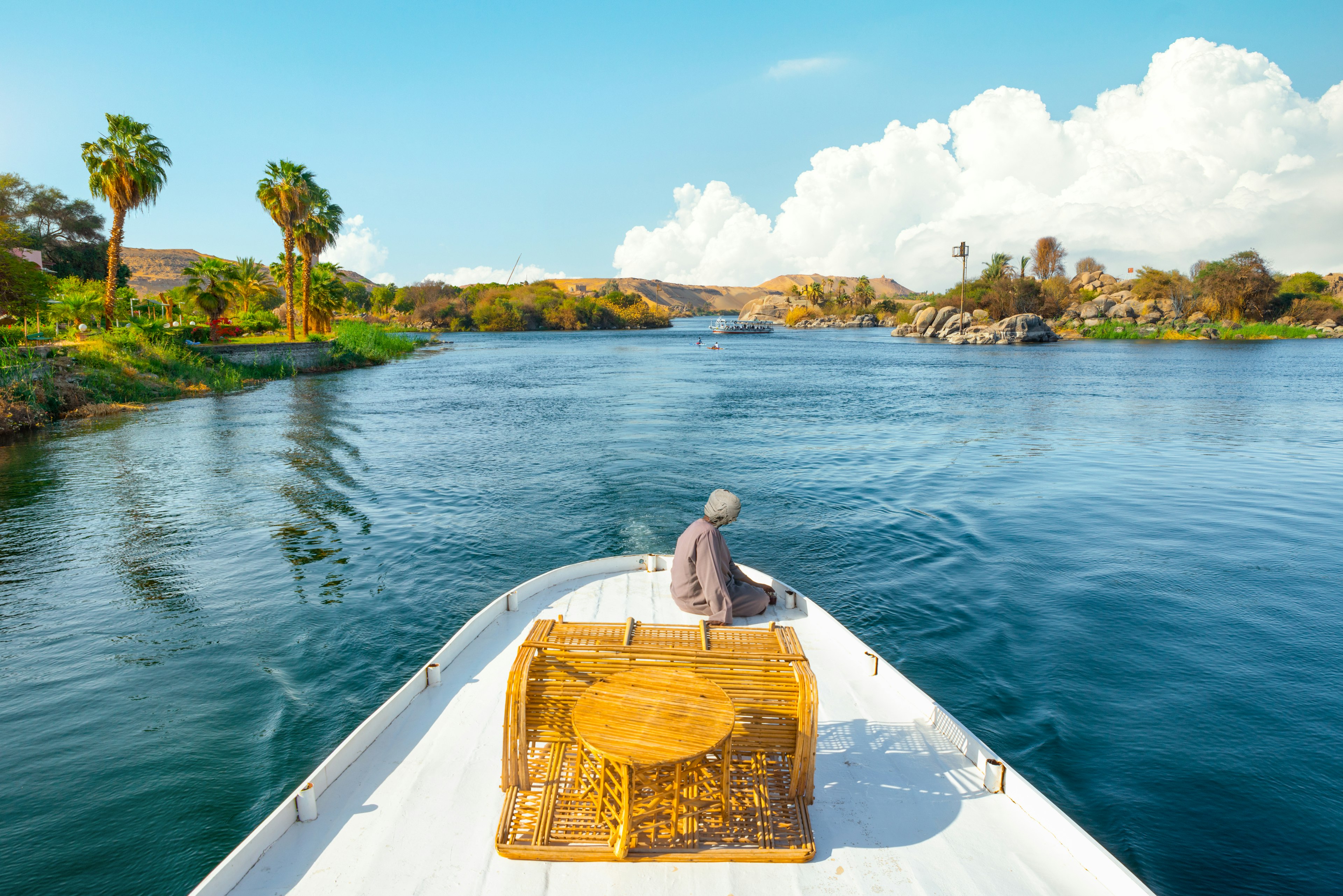 Tourist boat on river Nile in Aswan, Egypt