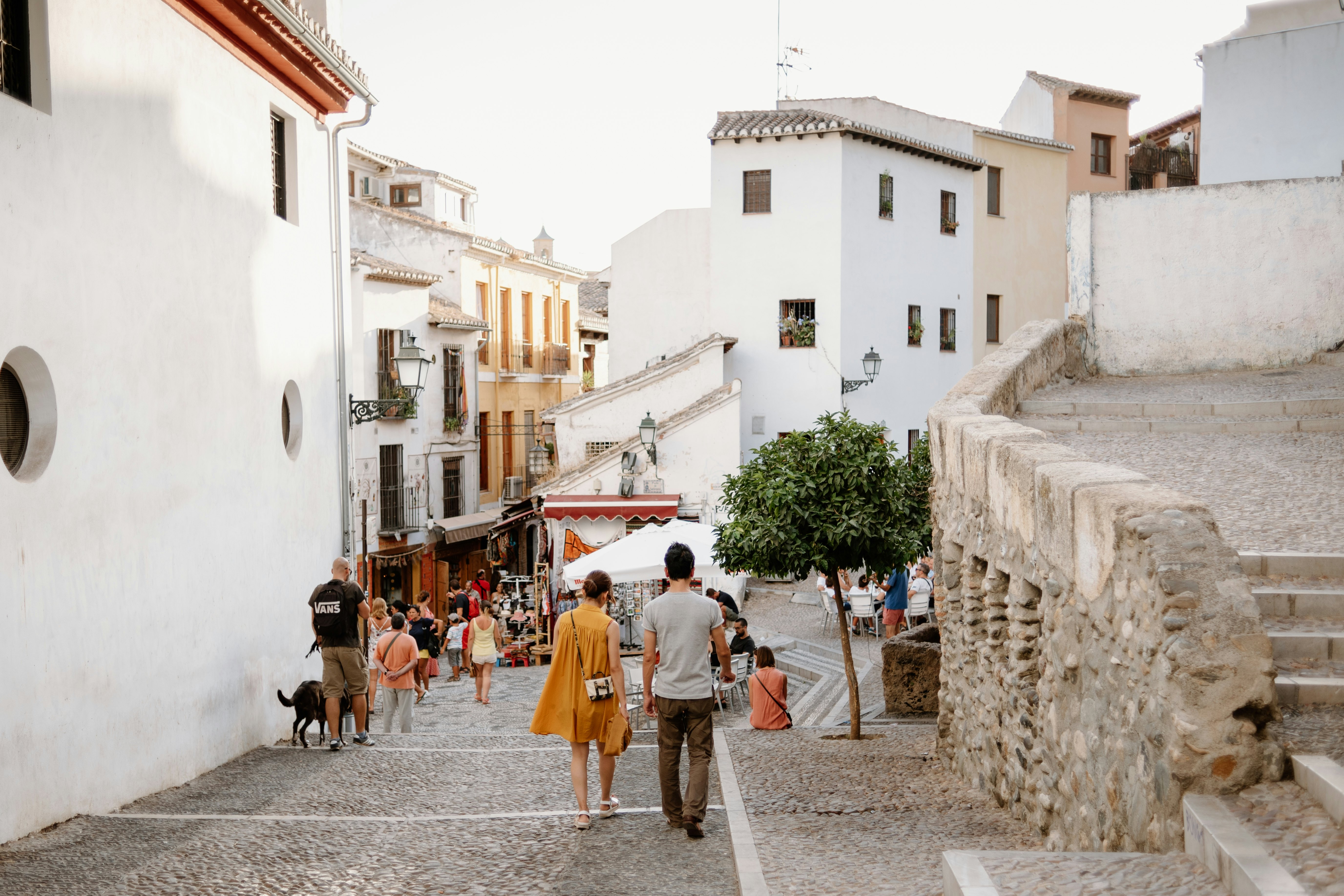 daily atmosphere of a summer afternoon in the old quarter of Albaicin, Granada.