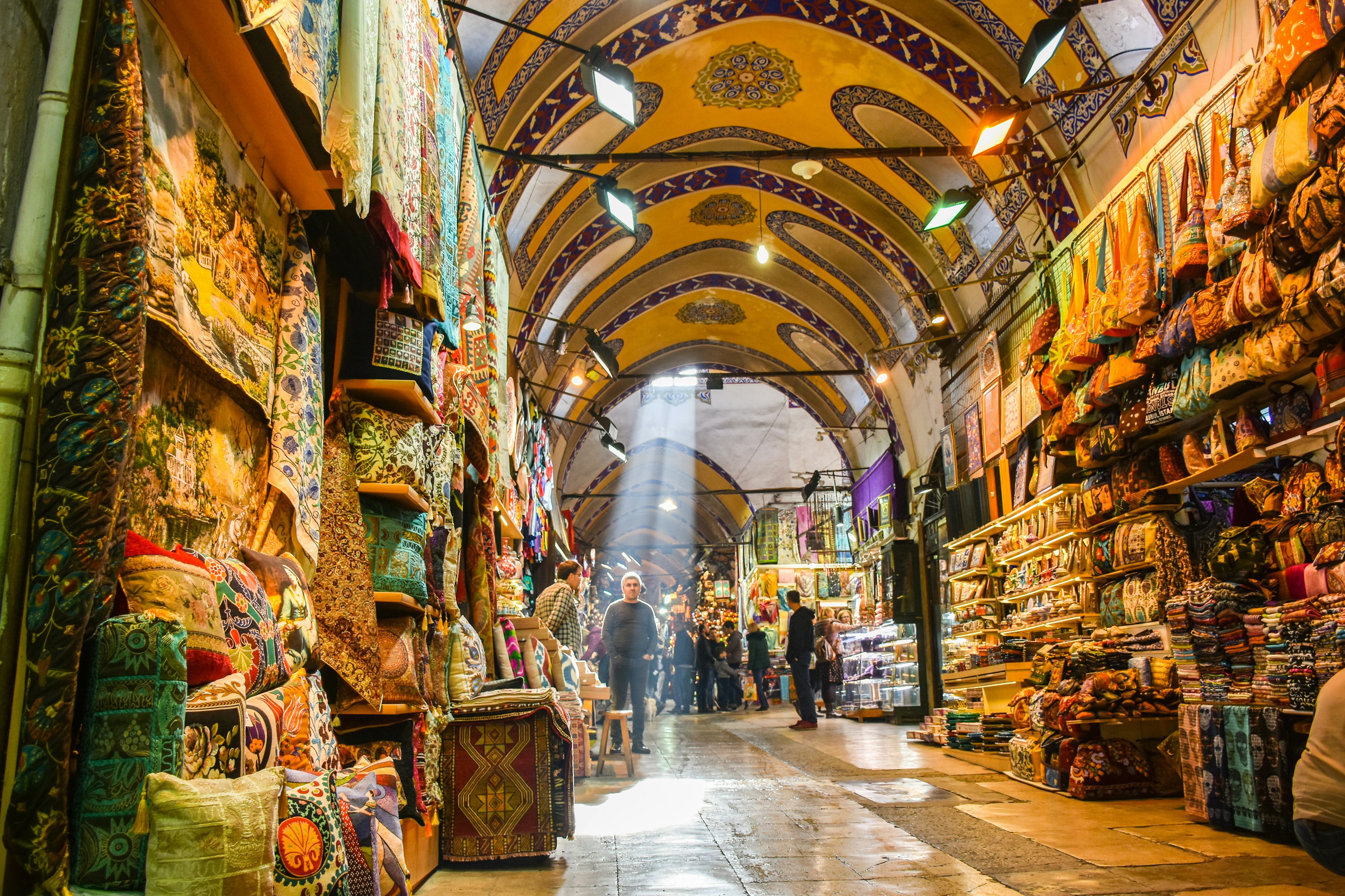 People shopping in the Grand Bazar in Istanbul.