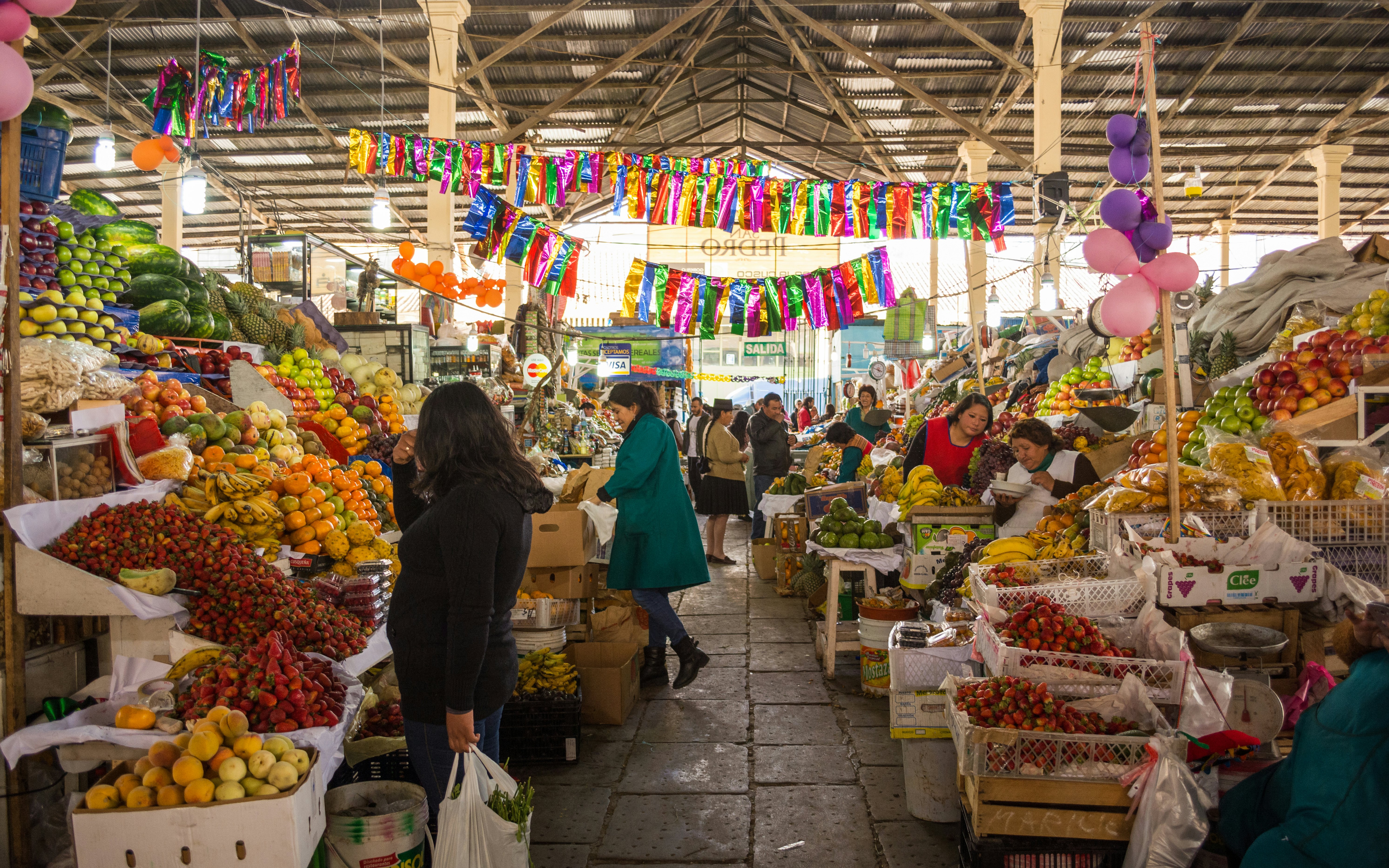 Fresh produce on display inside the San Pedro market.