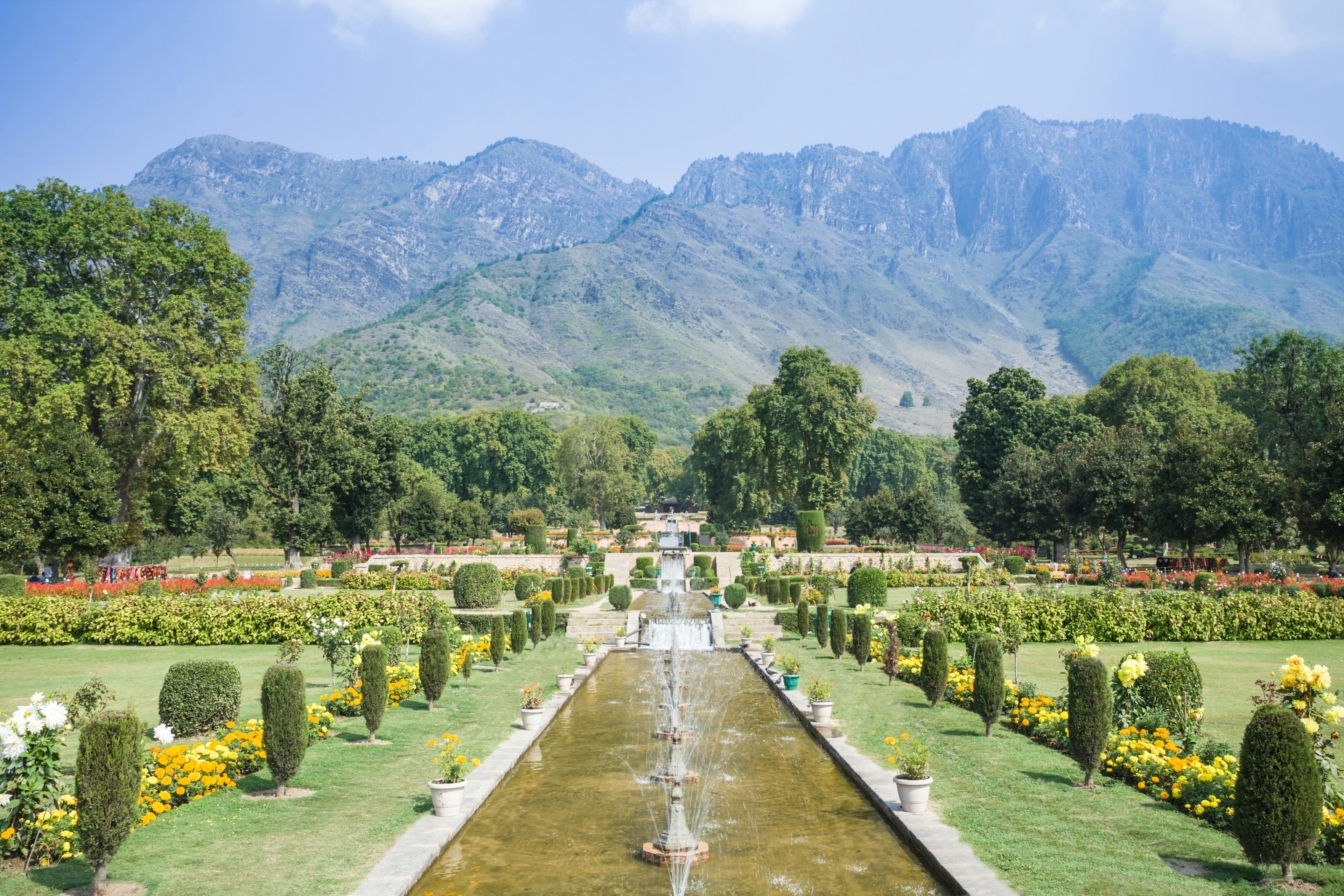 Nishat Bagh, a terraced Mughal garden built on Dal Lake in Srinagar.