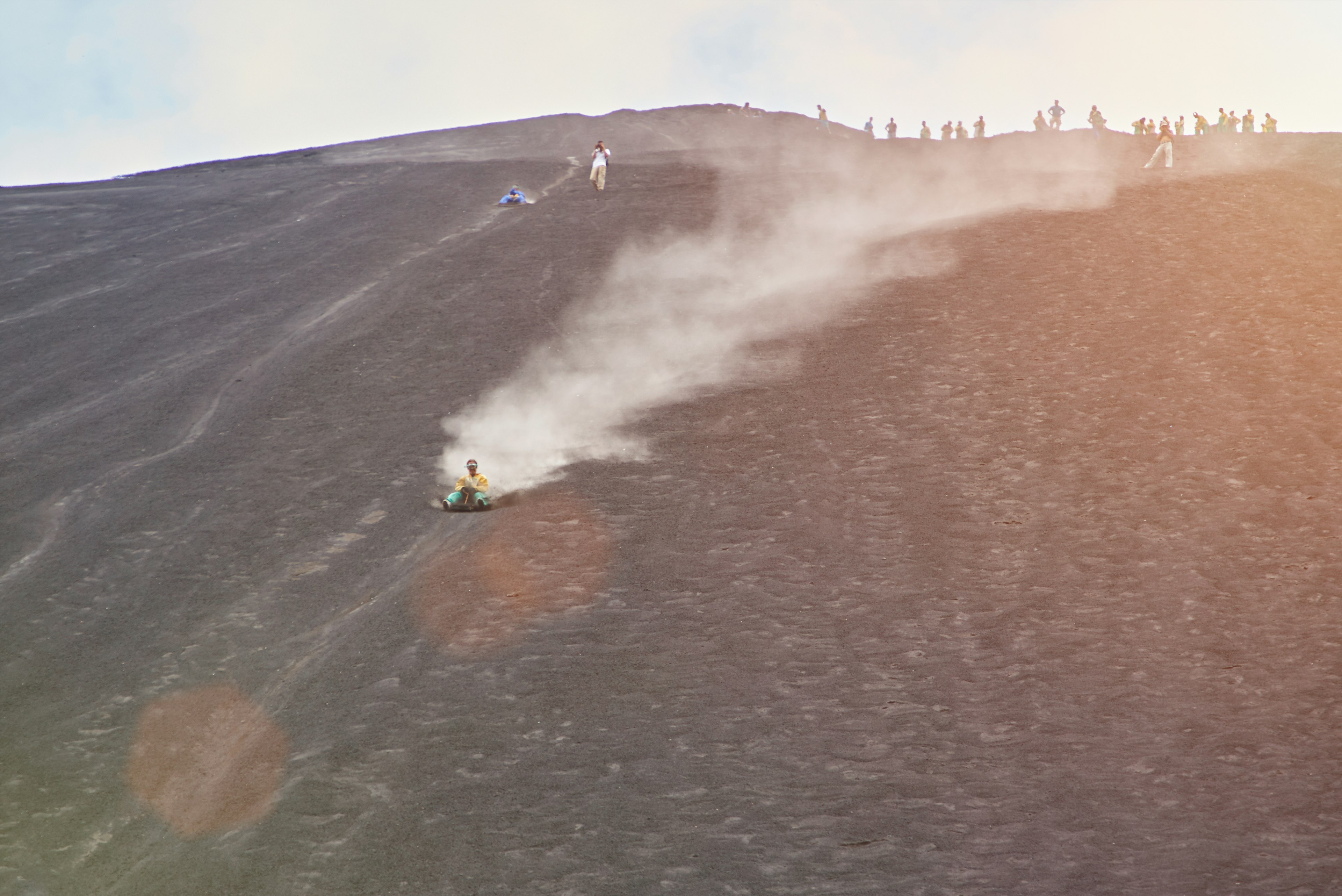 Volcano boarding extreme activity in cerro Negro, Nicaragua