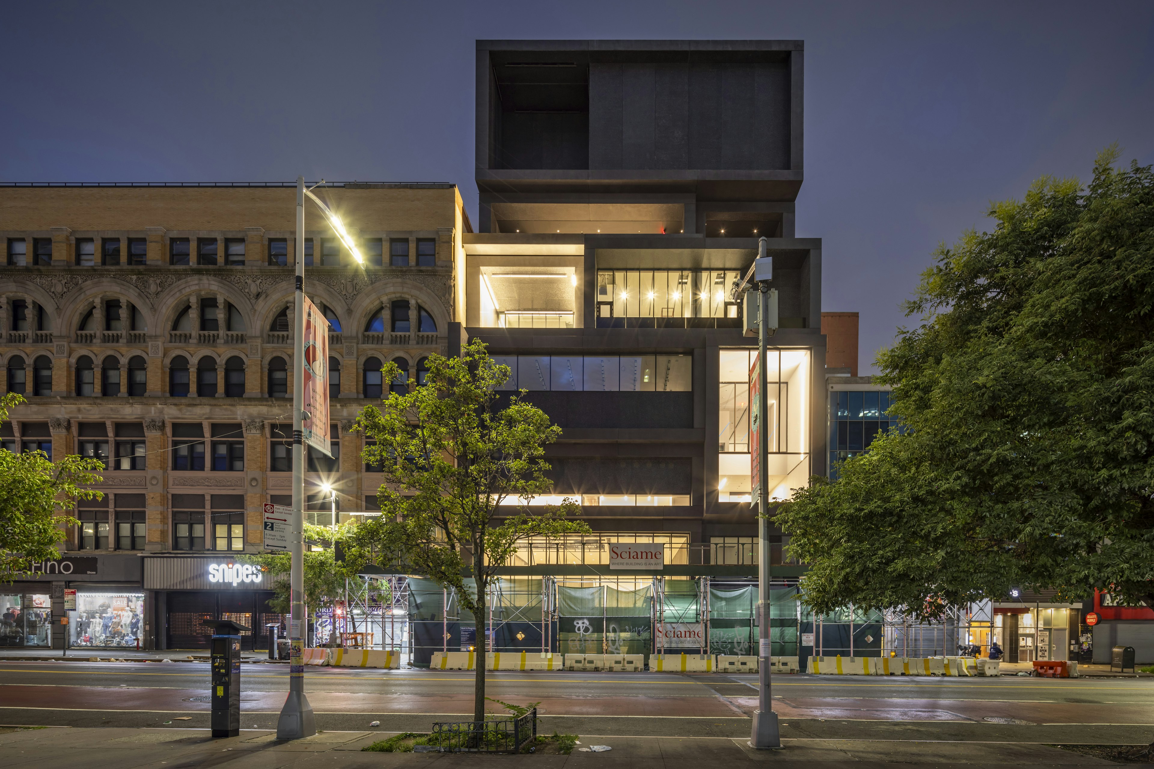 Exterior of the Studio Museum in Harlem's New Building in the evening, Harlem, New York City, USA